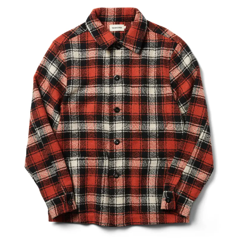 The Ojai Jacket in Garnet Plaid Wool sold by Taylor Stitch