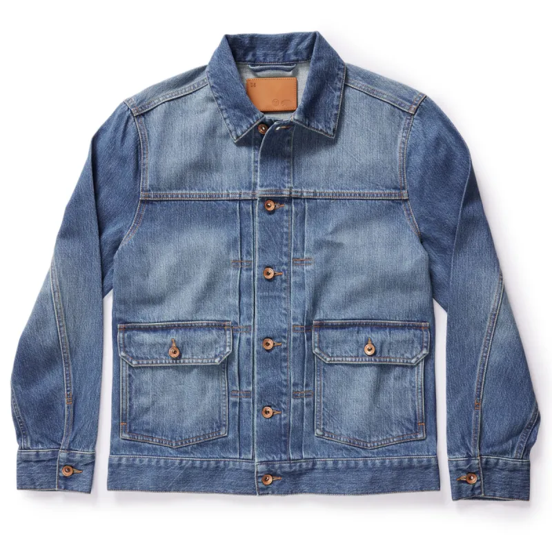 The Ryder Jacket in Sun Bleached Denim sold by Taylor Stitch