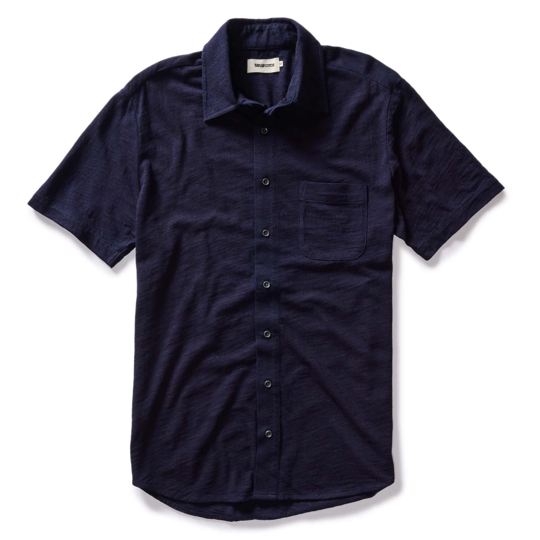 The Short Sleeve California in Rinsed Indigo Slub sold by Taylor Stitch