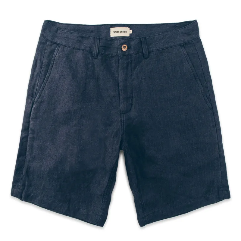 The Maritime Short in Navy Linen Herringbone sold by Taylor Stitch