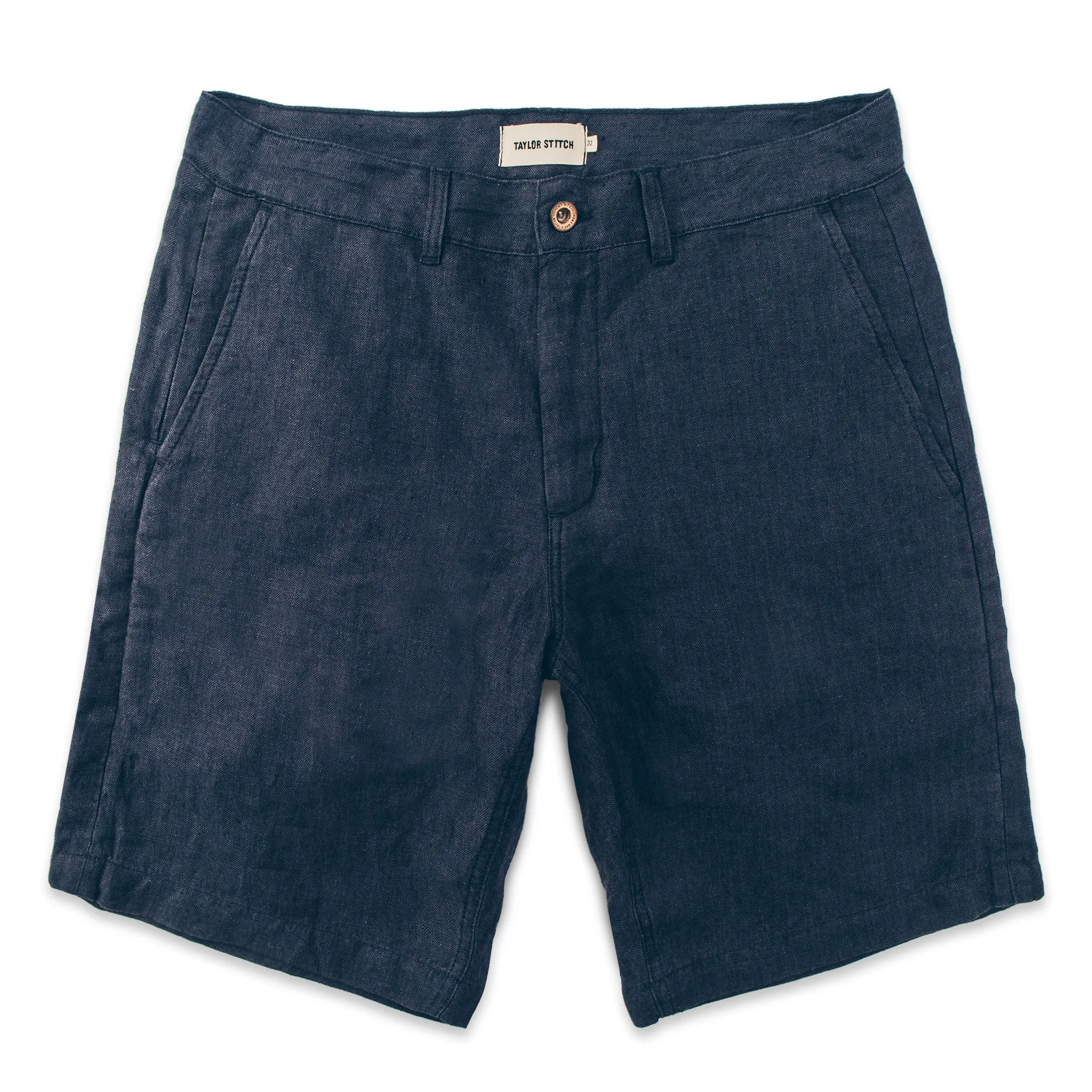 The Maritime Short in Navy Linen Herringbone sold by Taylor Stitch