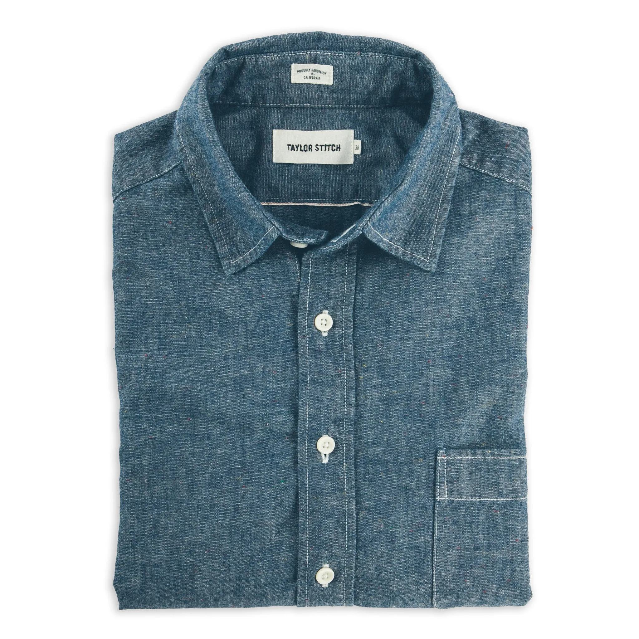 The California in Selvage Confetti Chambray sold by Taylor Stitch