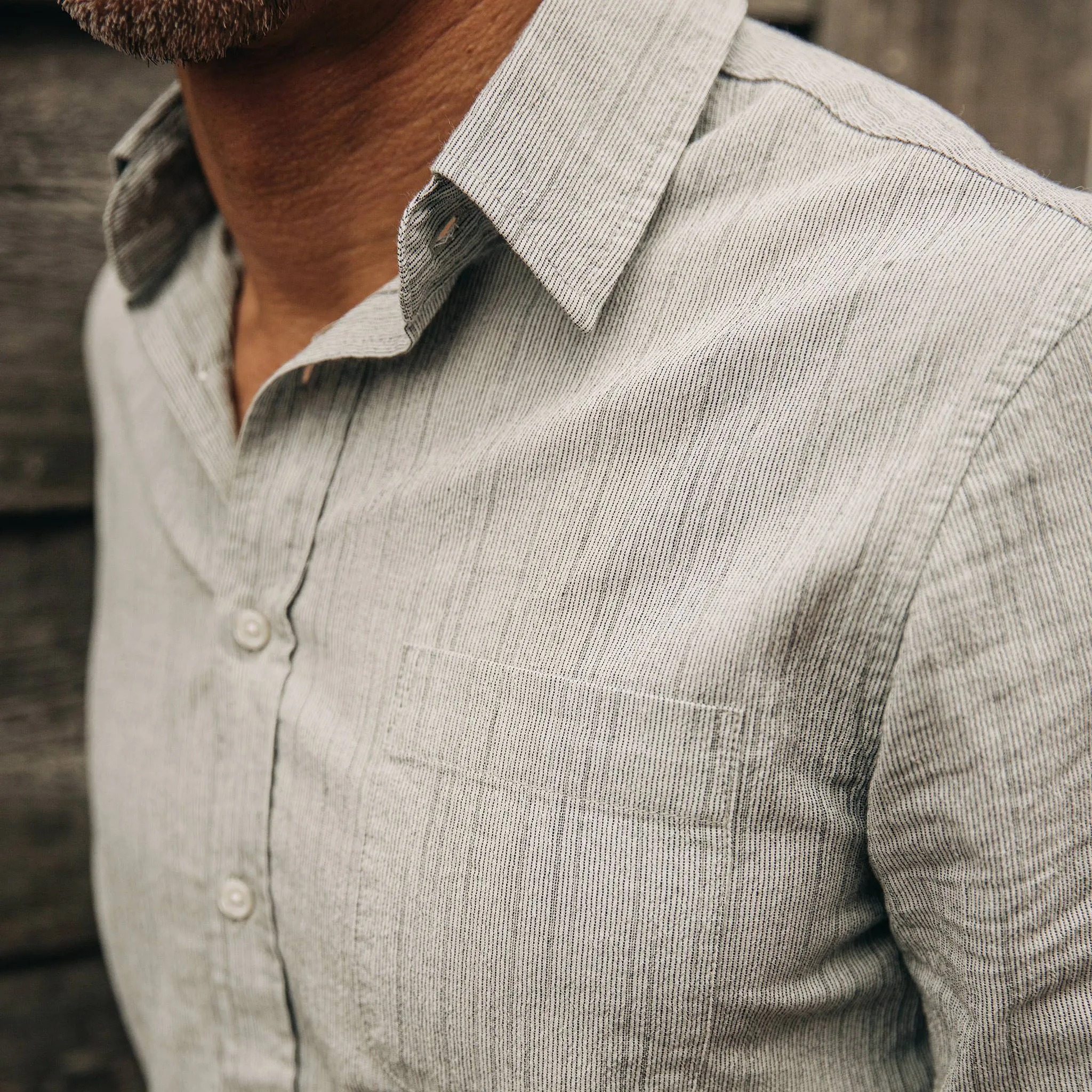 The California in Midnight Slub Micro Stripe sold by Taylor Stitch product image thumbnail 4