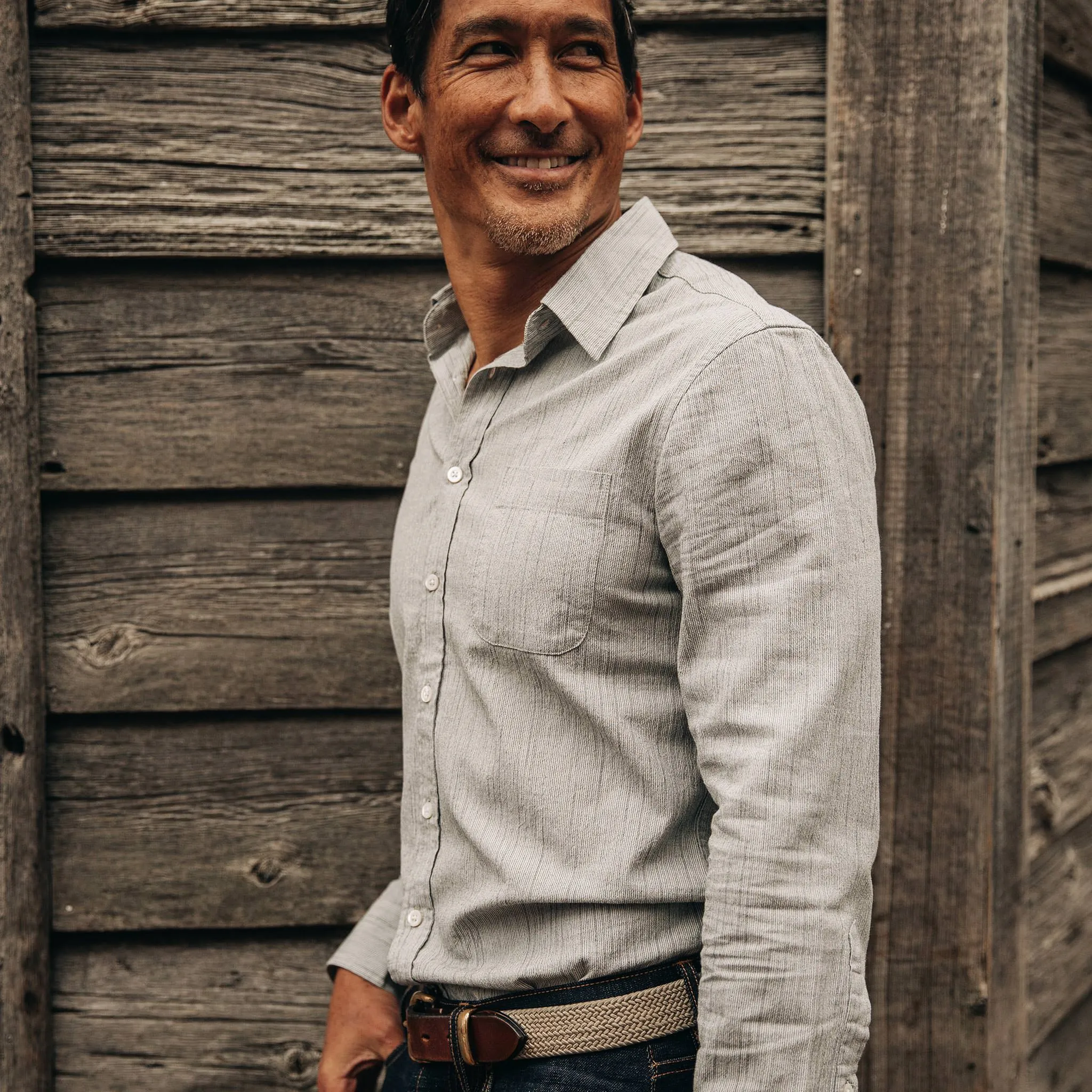 The California in Midnight Slub Micro Stripe sold by Taylor Stitch product image thumbnail 3