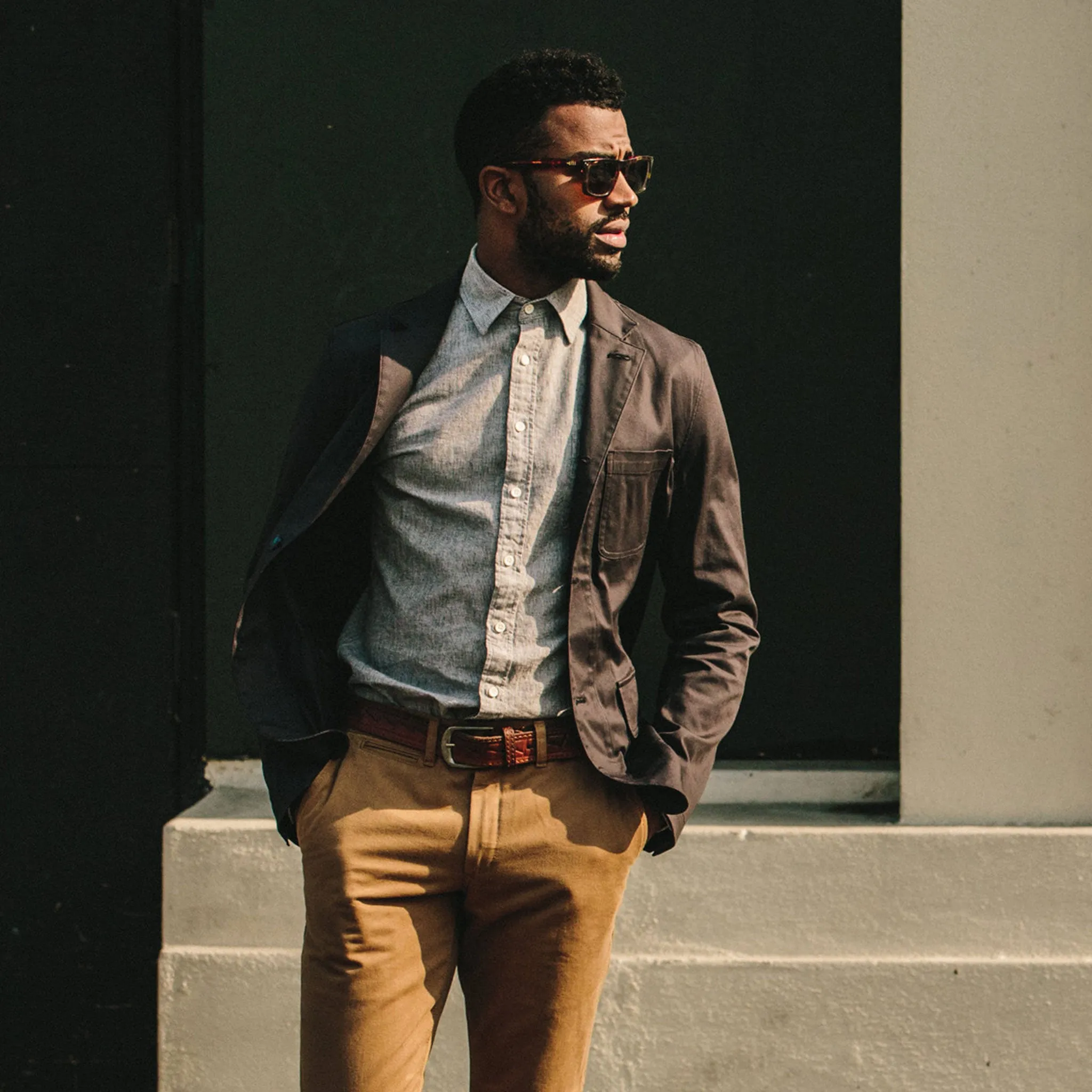 The California in Grey Mini Stripe sold by Taylor Stitch product image thumbnail 2