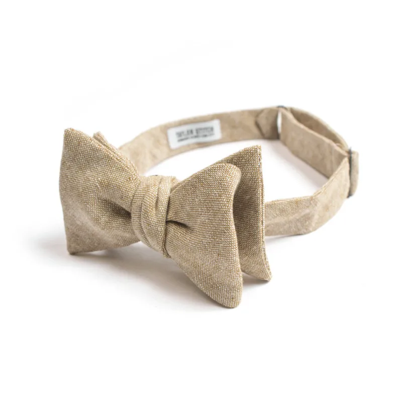Khaki Linen Chambray Bow Tie sold by Taylor Stitch