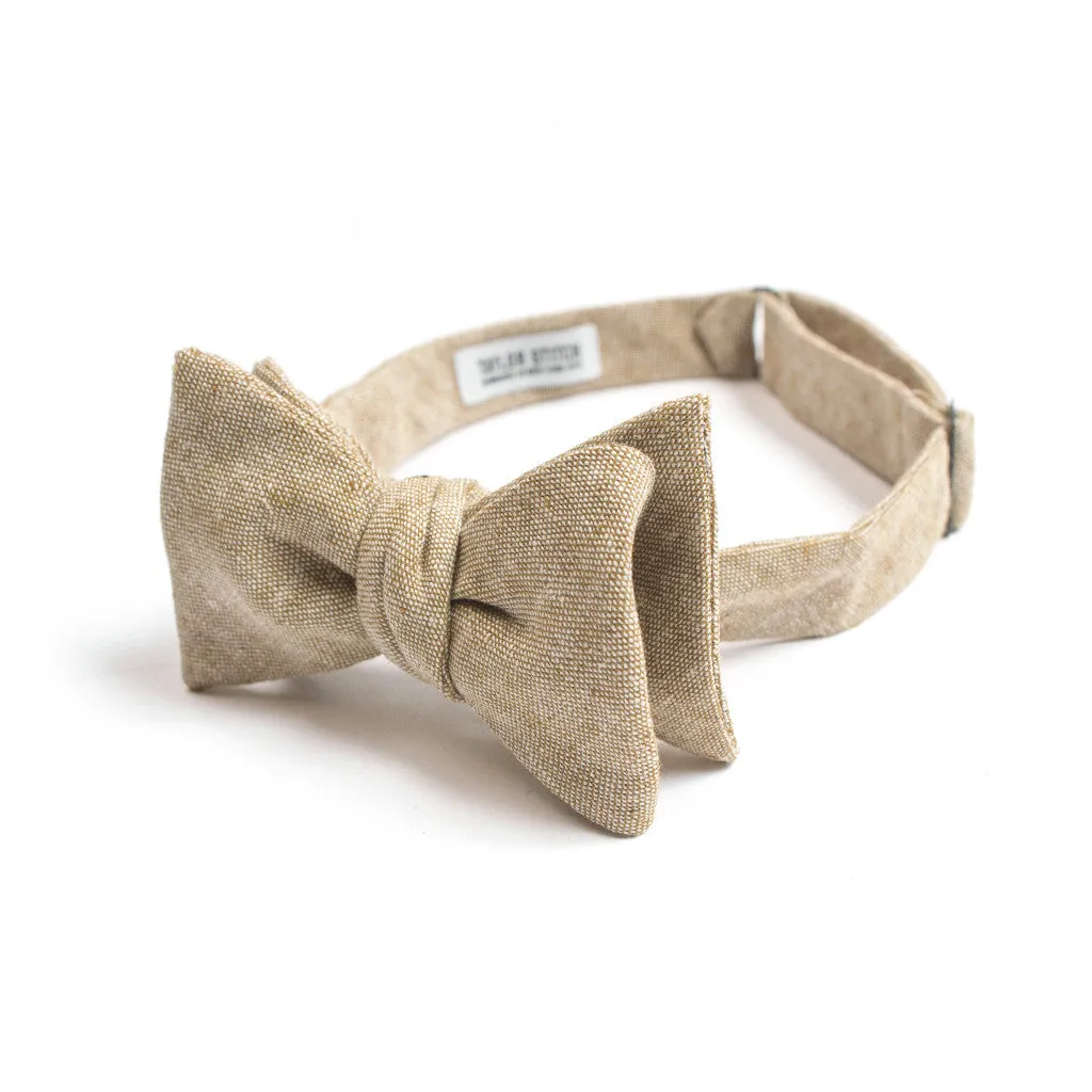 Khaki Linen Chambray Bow Tie sold by Taylor Stitch