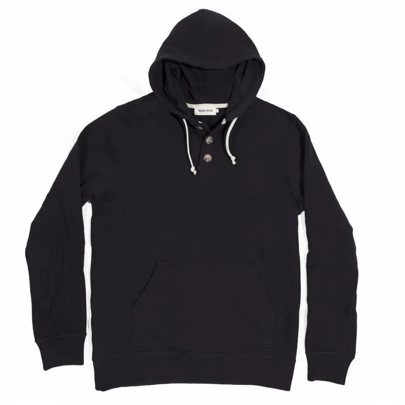 The Charcoal 3 Button Hooded Sweatshirt sold by Taylor Stitch