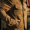 The Lined Long Haul Jacket in Sand Suede sold by Taylor Stitch
