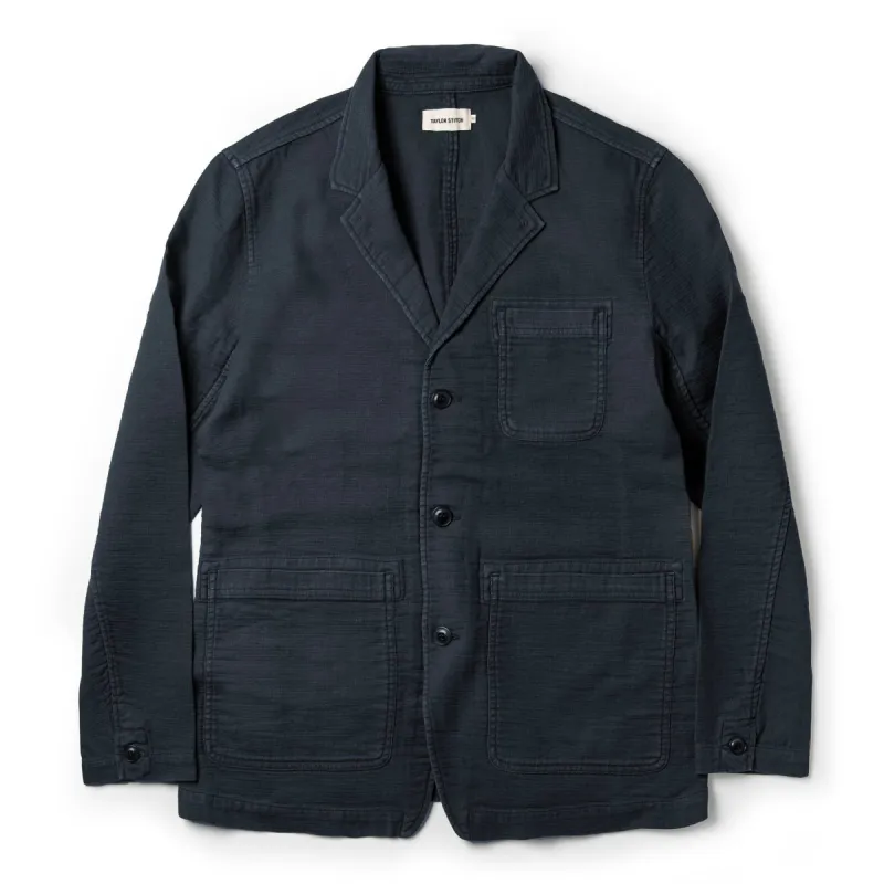 The Emerson Jacket in Navy Double Cloth sold by Taylor Stitch