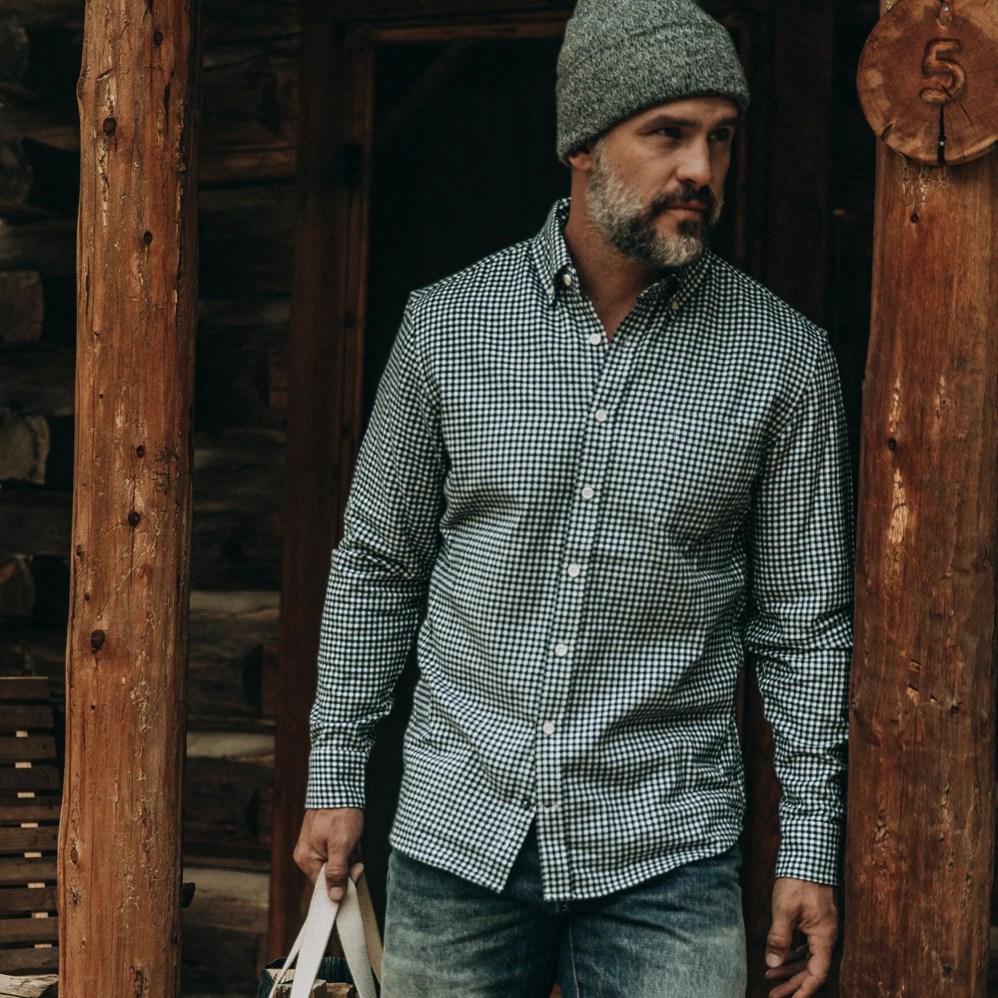 The Jack in Brushed Navy Gingham sold by Taylor Stitch product image thumbnail 2