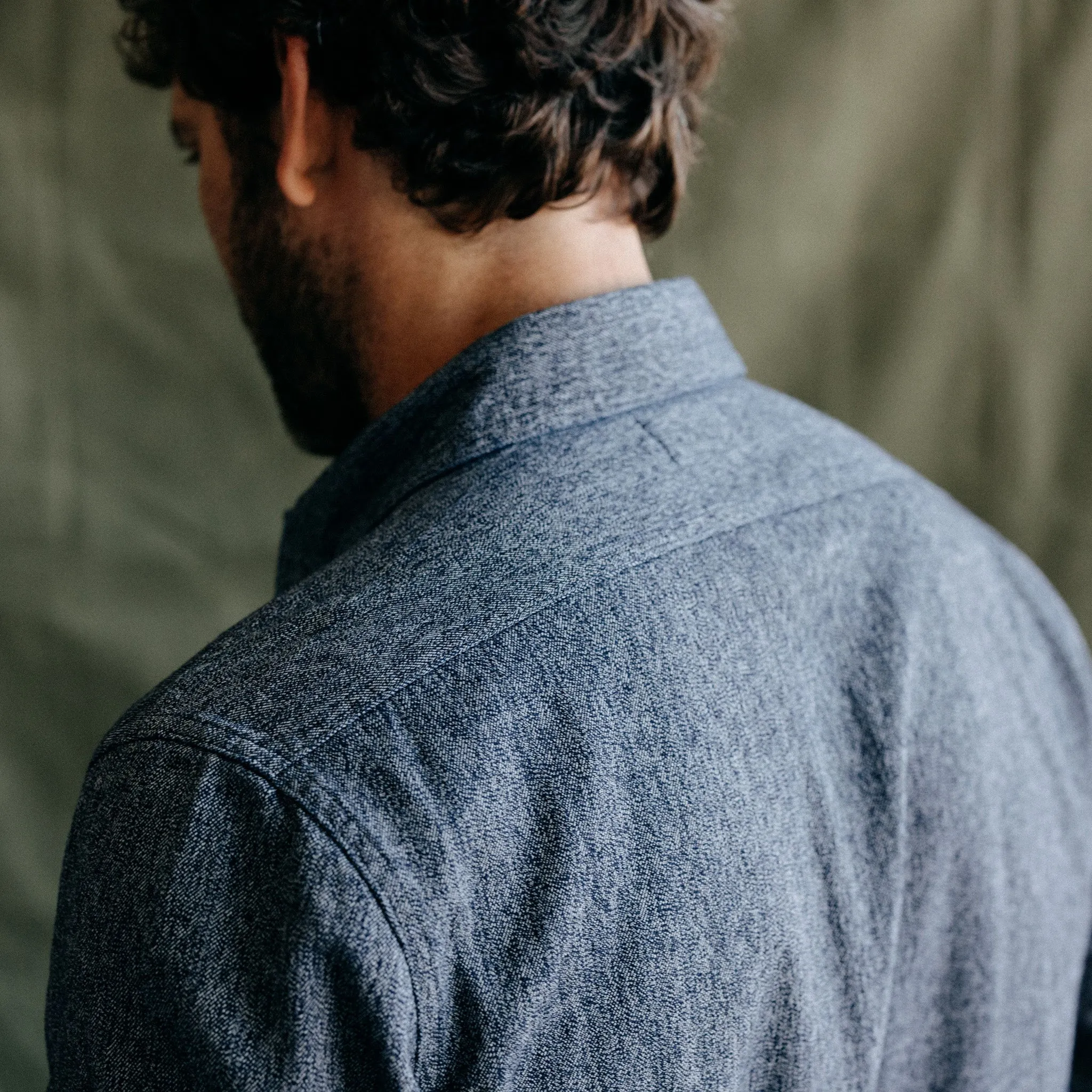 The Utility Shirt in Rinsed Indigo Herringbone sold by Taylor Stitch product image thumbnail 4