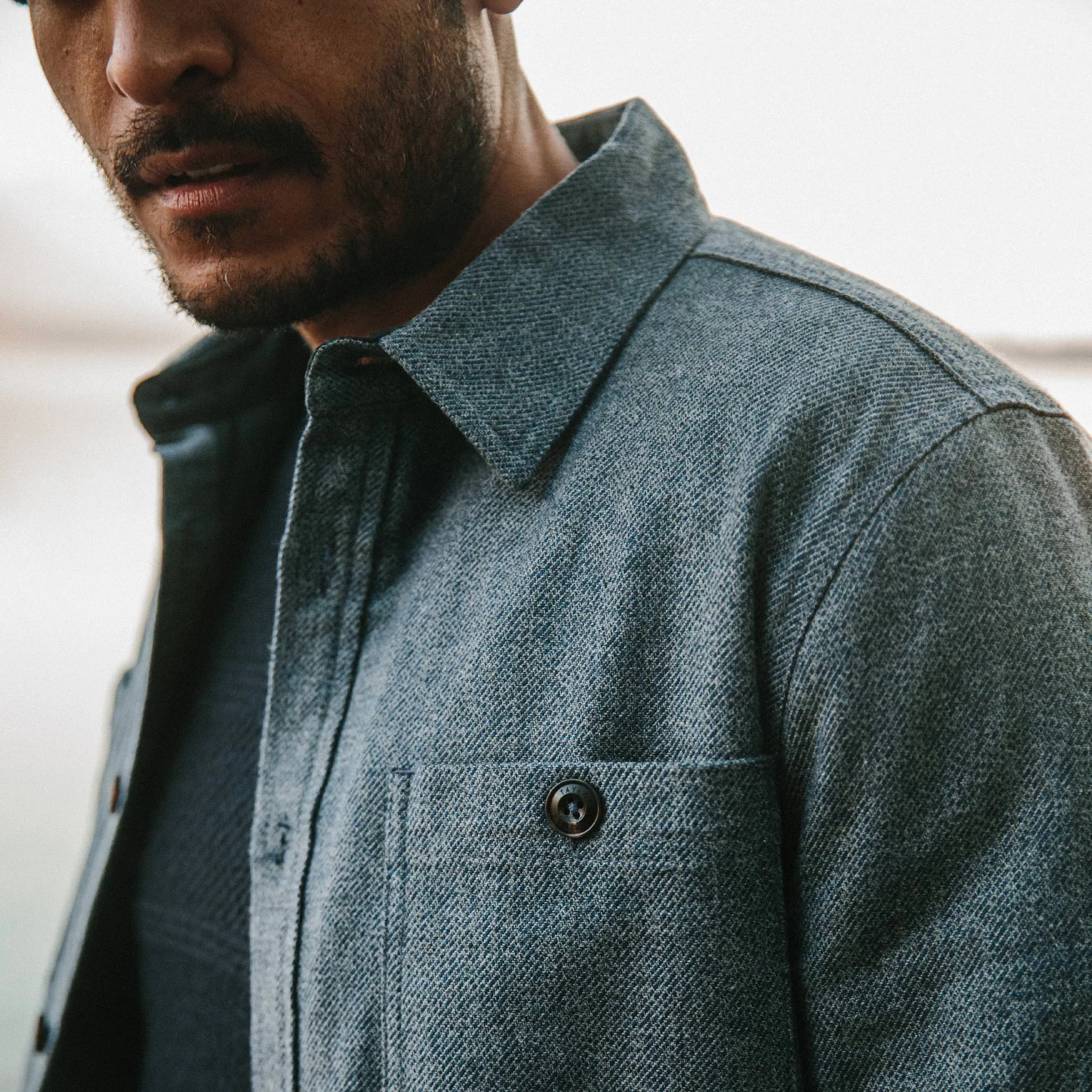 The Lined Utility Shirt in Indigo and Slate Twill sold by Taylor Stitch product image thumbnail 3
