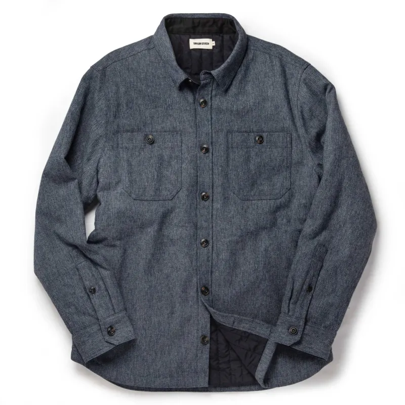 The Lined Utility Shirt in Indigo and Slate Twill sold by Taylor Stitch