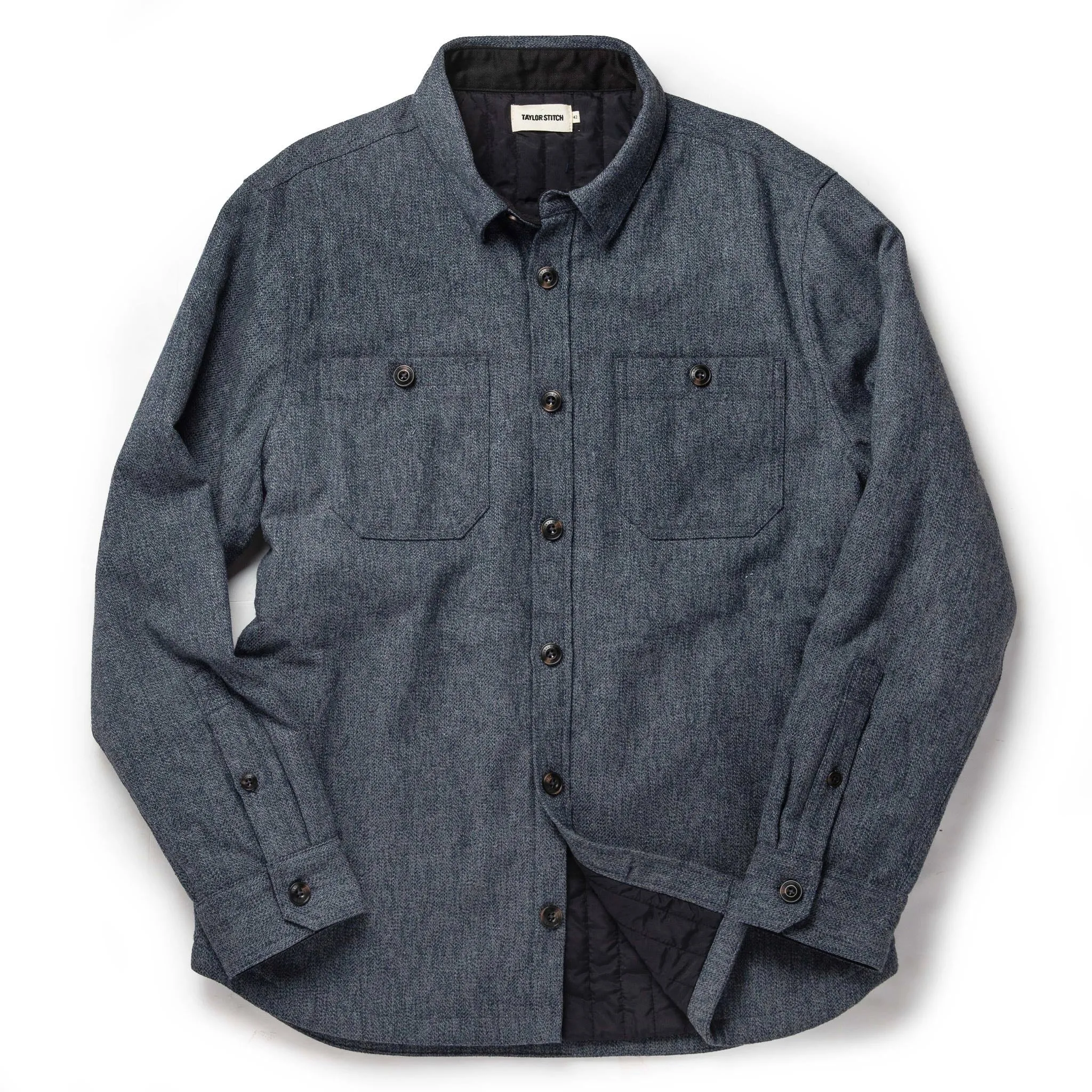 The Lined Utility Shirt in Indigo and Slate Twill sold by Taylor Stitch