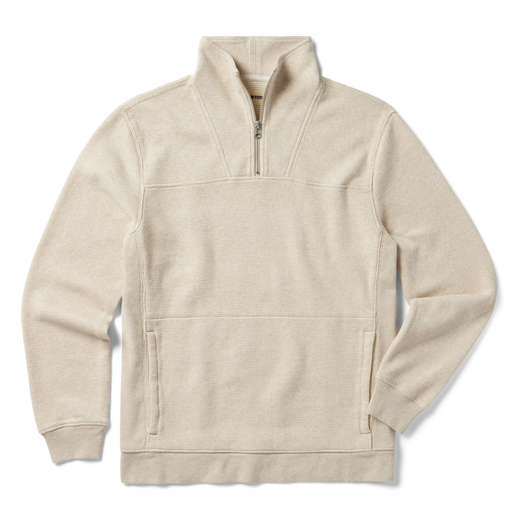 The Horizon Pullover in Oat Heather sold by Taylor Stitch