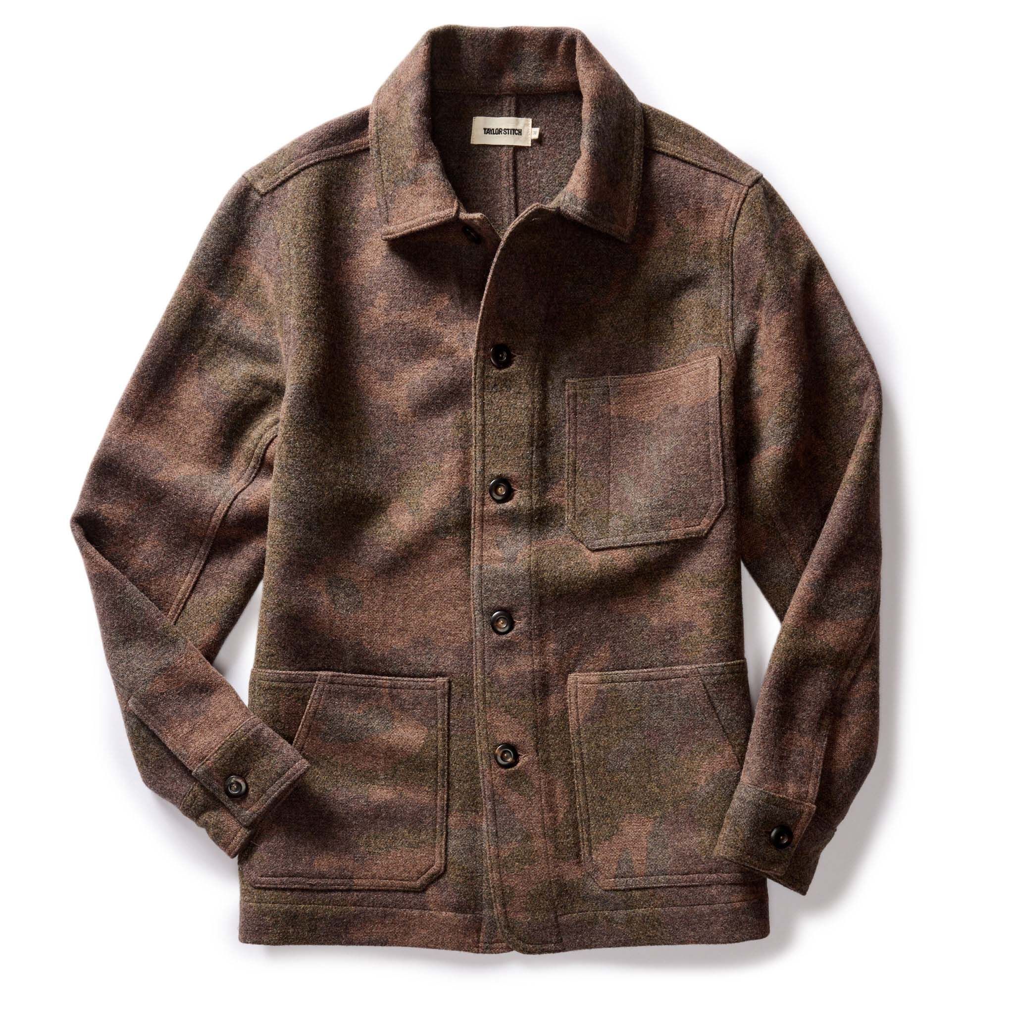 The Ojai Jacket in Heathered Camo Wool sold by Taylor Stitch