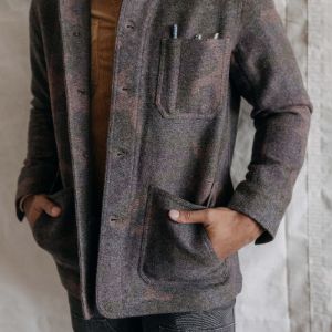 The Ojai Jacket in Heathered Camo Wool sold by Taylor Stitch