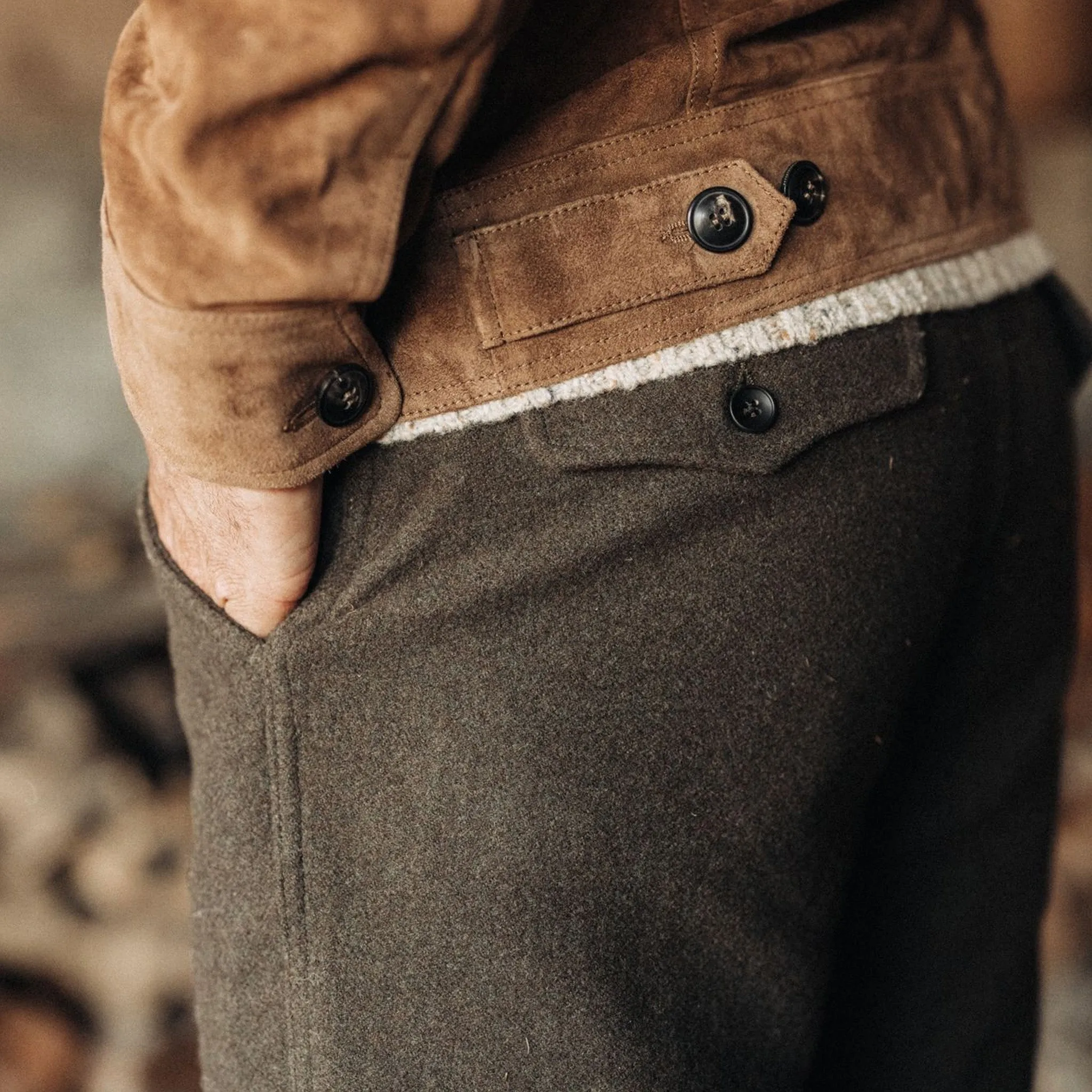 The Carnegie Pant in Army Herringbone Wool sold by Taylor Stitch product image thumbnail 3