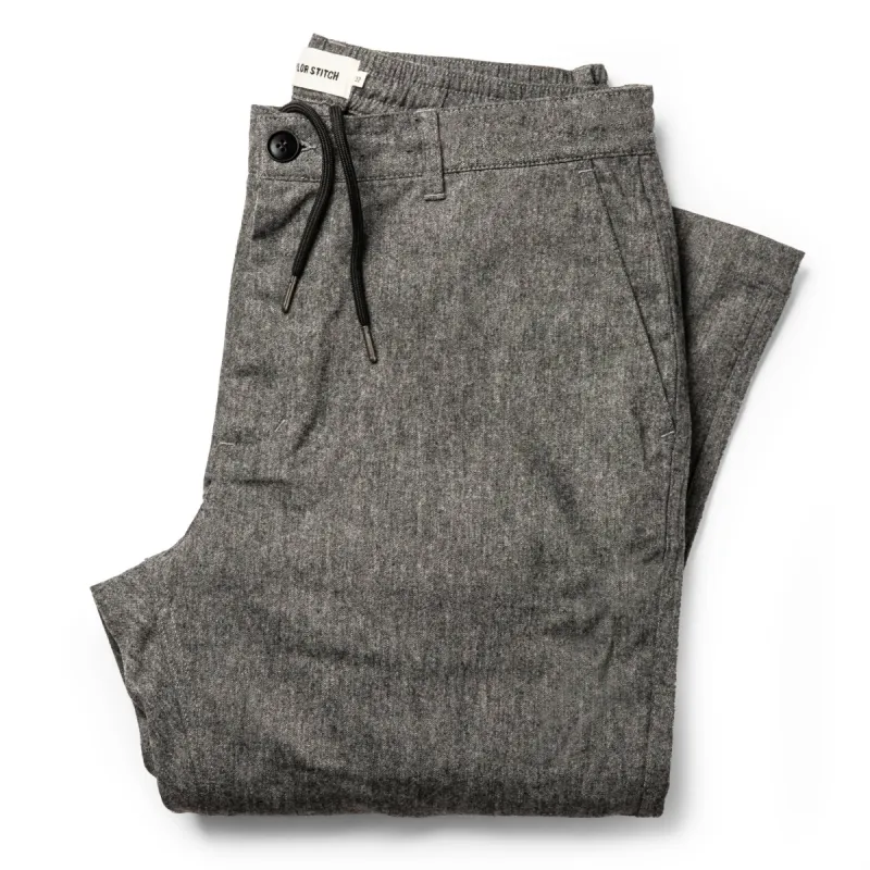 The Carmel Pant in Charcoal Birdseye Wool sold by Taylor Stitch