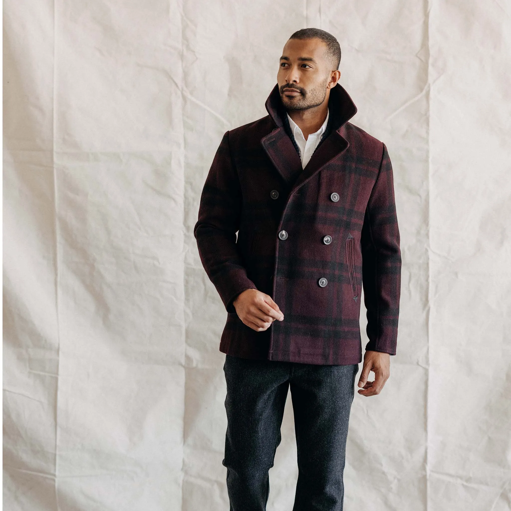 The Mariner Coat in Port Plaid Wool sold by Taylor Stitch product image thumbnail 3