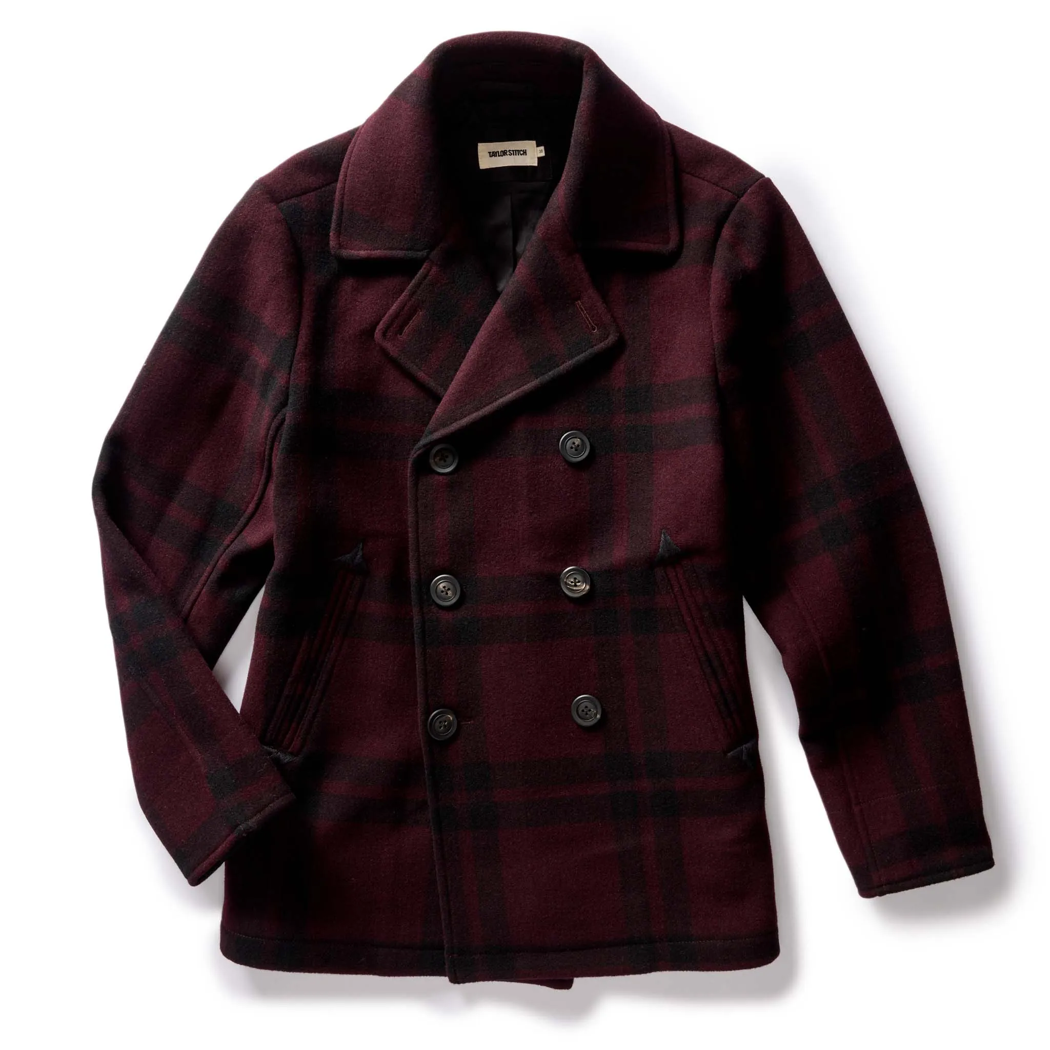 The Mariner Coat in Port Plaid Wool sold by Taylor Stitch