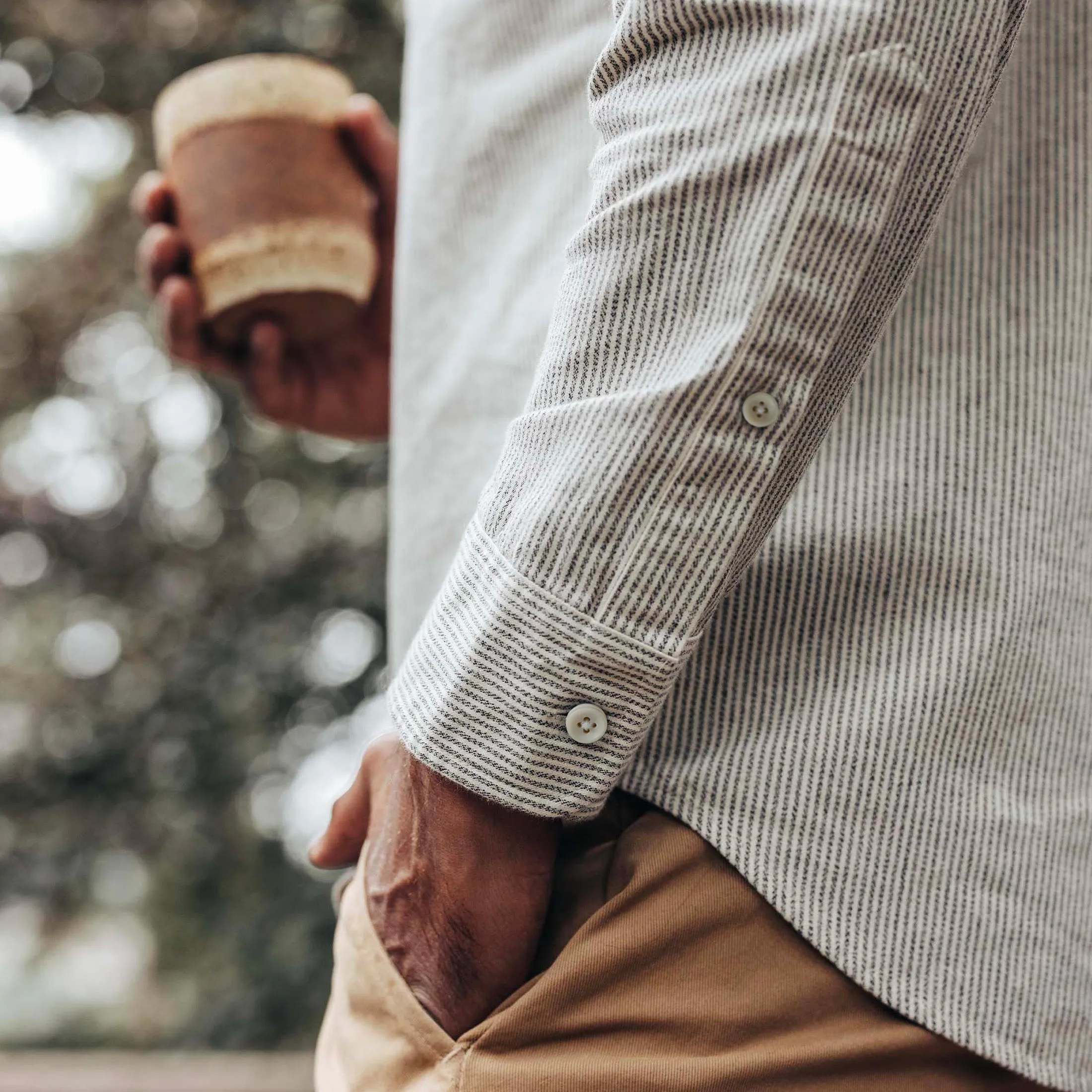 The Jack in Coal Jaspe University Stripe Oxford sold by Taylor Stitch product image thumbnail 4