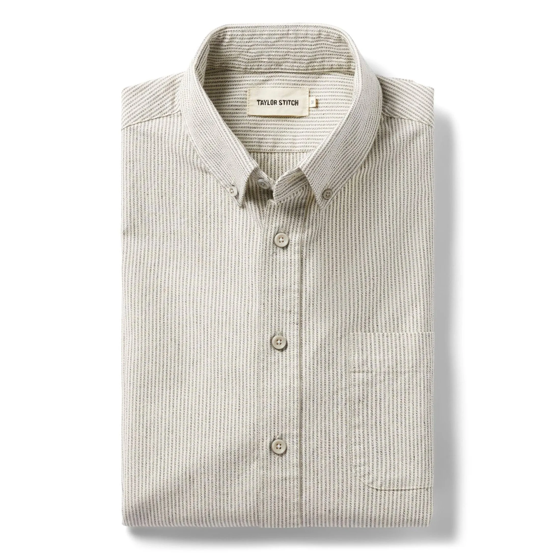 The Jack in Coal Jaspe University Stripe Oxford sold by Taylor Stitch