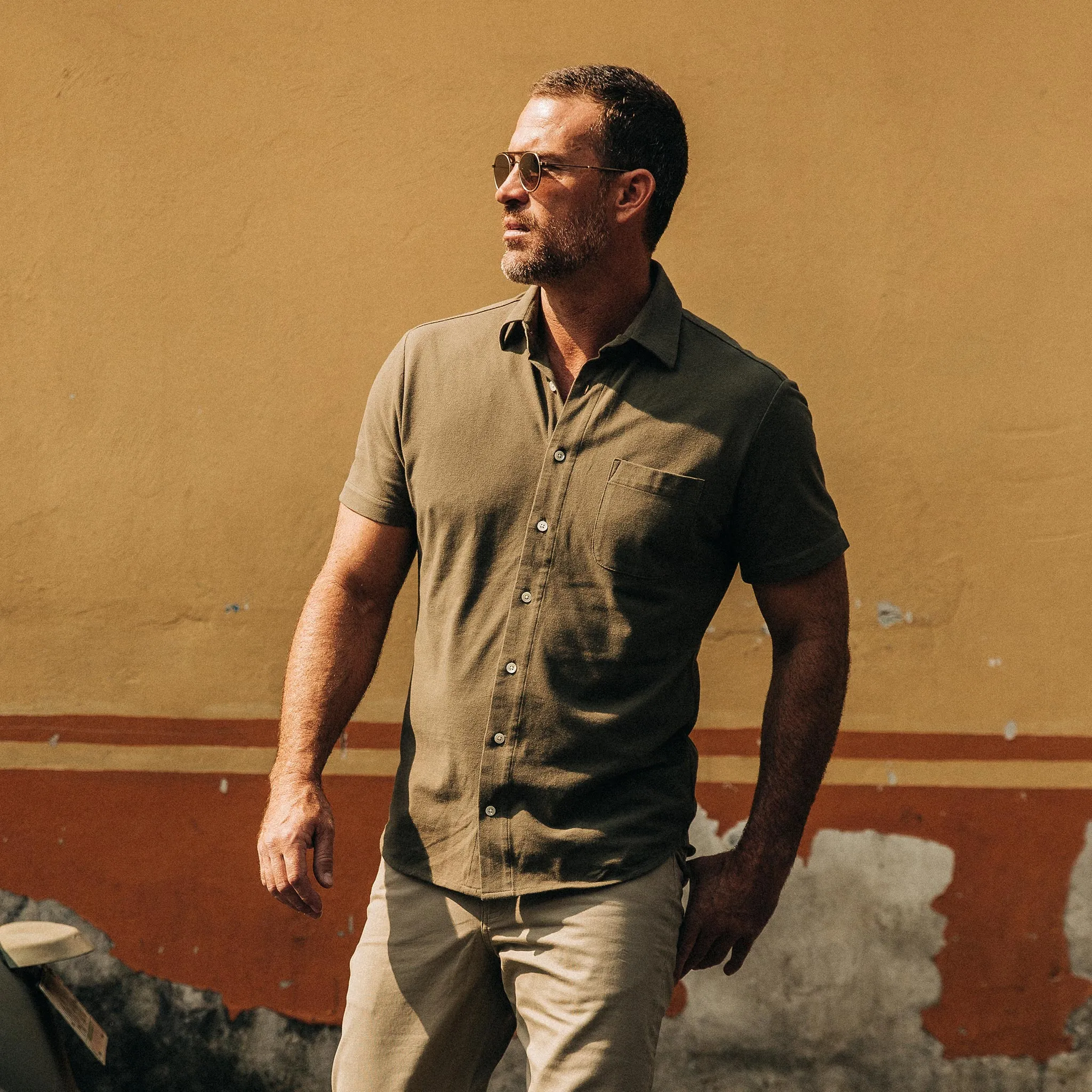 The Short Sleeve California in Olive Pique sold by Taylor Stitch product image thumbnail 5