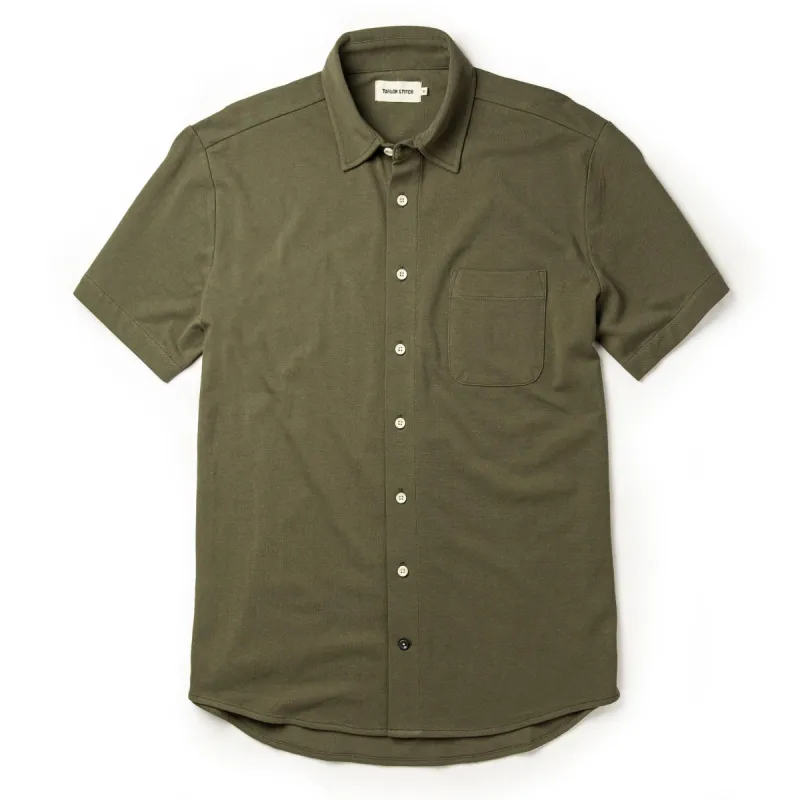 The Short Sleeve California in Olive Pique sold by Taylor Stitch