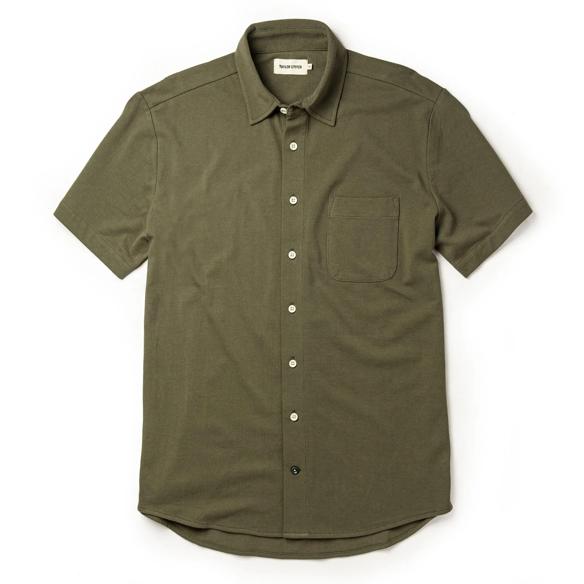 The Short Sleeve California in Olive Pique sold by Taylor Stitch