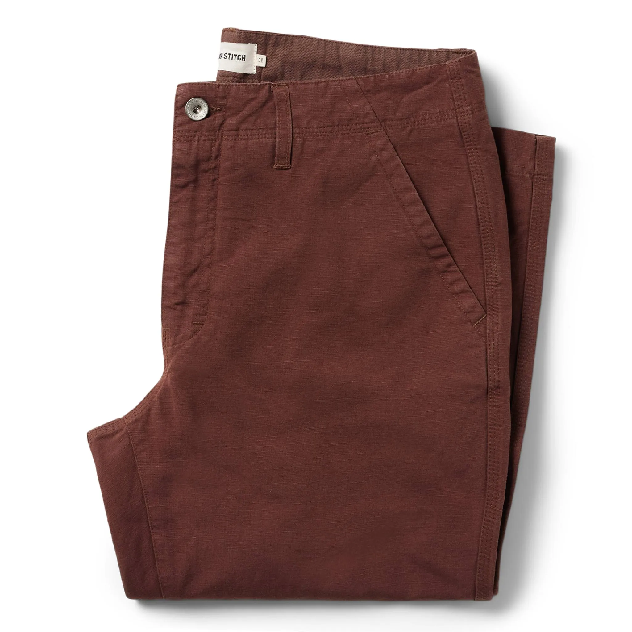The Morse Pant in Russet Slub sold by Taylor Stitch