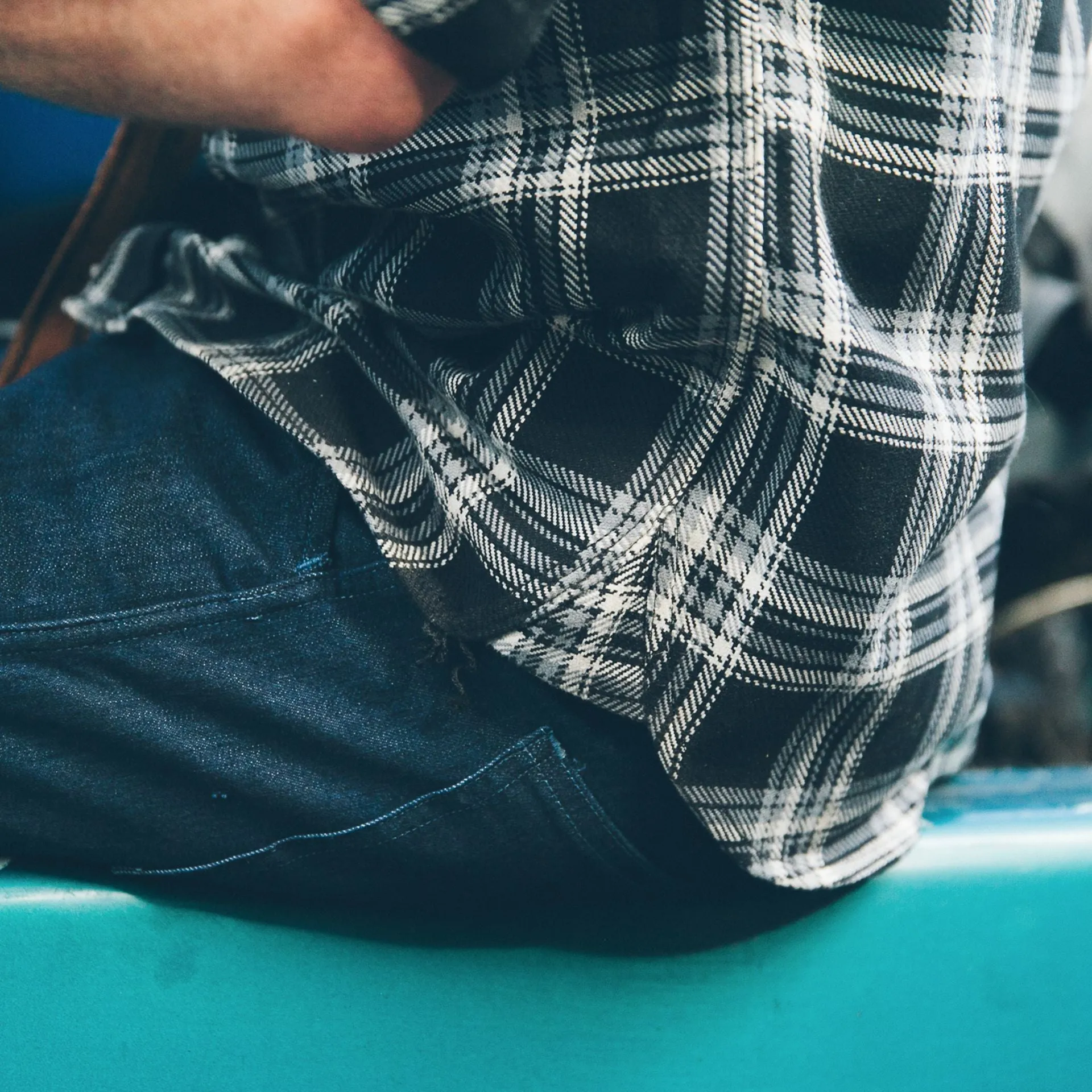 The Triple Needle Moto Utility Shirt in Black sold by Taylor Stitch product image thumbnail 5