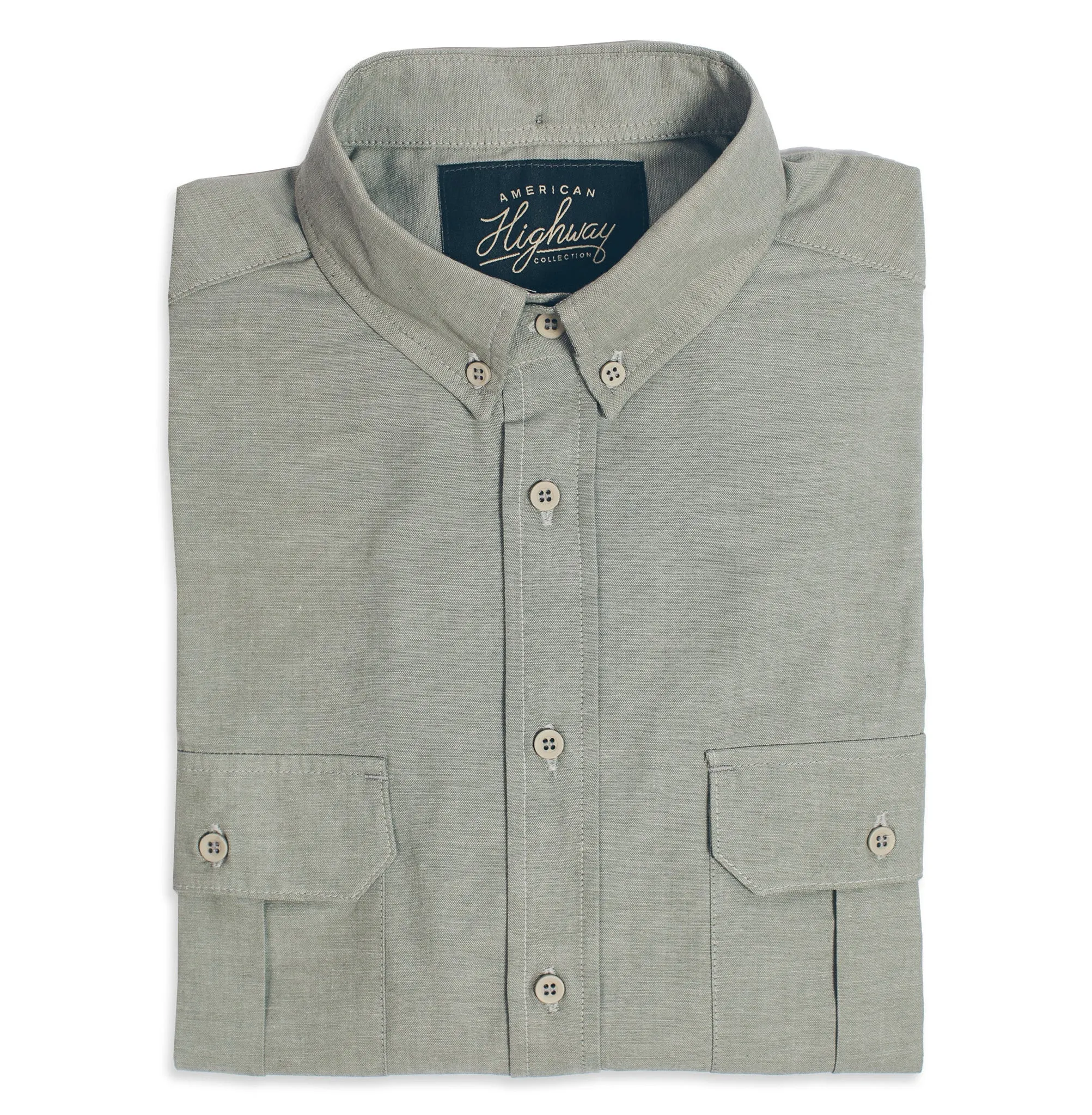 Steel Chambray Shotgun Shirt sold by Taylor Stitch