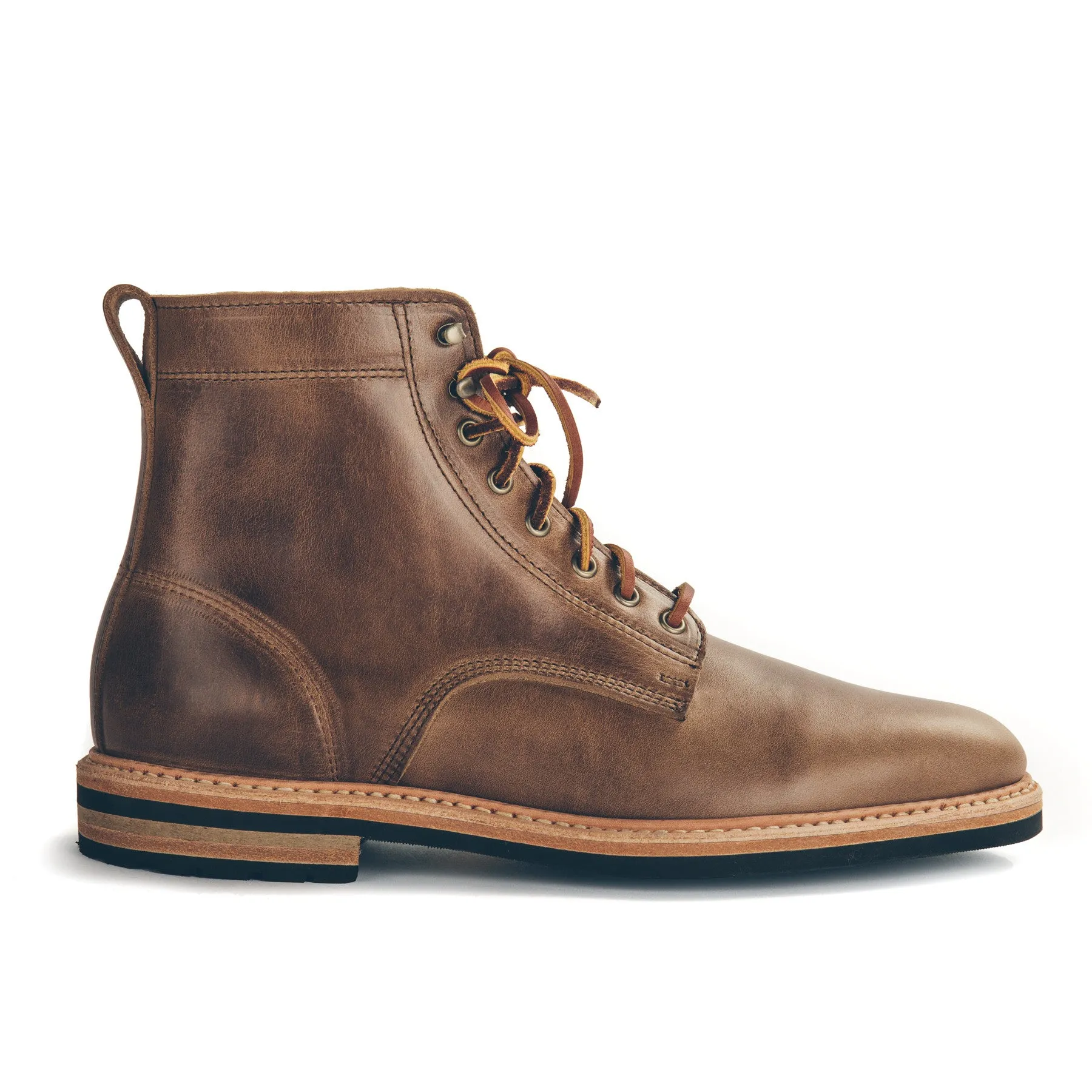 The Plain Toe Moto Boot in Natural Chromexcel sold by Taylor Stitch
