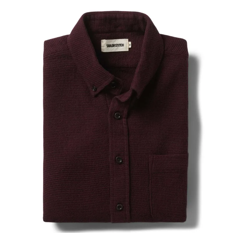 The Jack in Burgundy Jaspe Waffle sold by Taylor Stitch