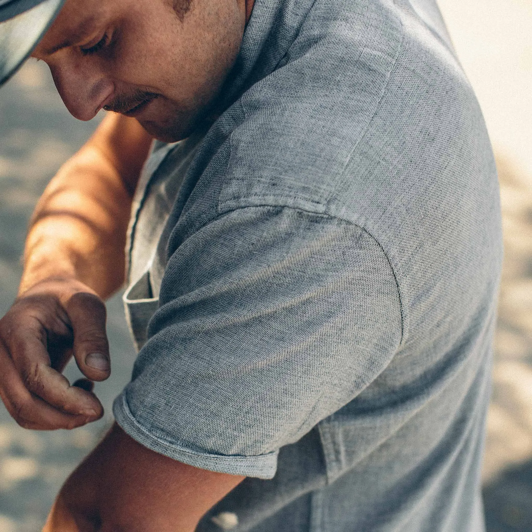 The Short Sleeve Jack in Heather Navy sold by Taylor Stitch product image thumbnail 3