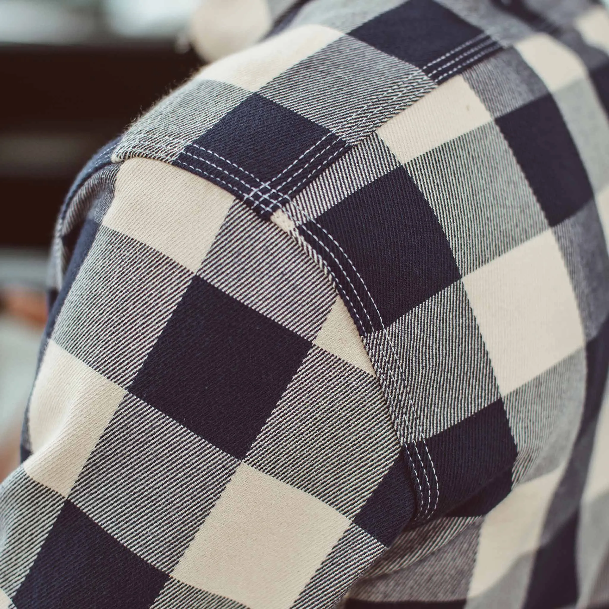 The Moto Utility Shirt in Natural & Navy Buffalo Plaid sold by Taylor Stitch product image thumbnail 3