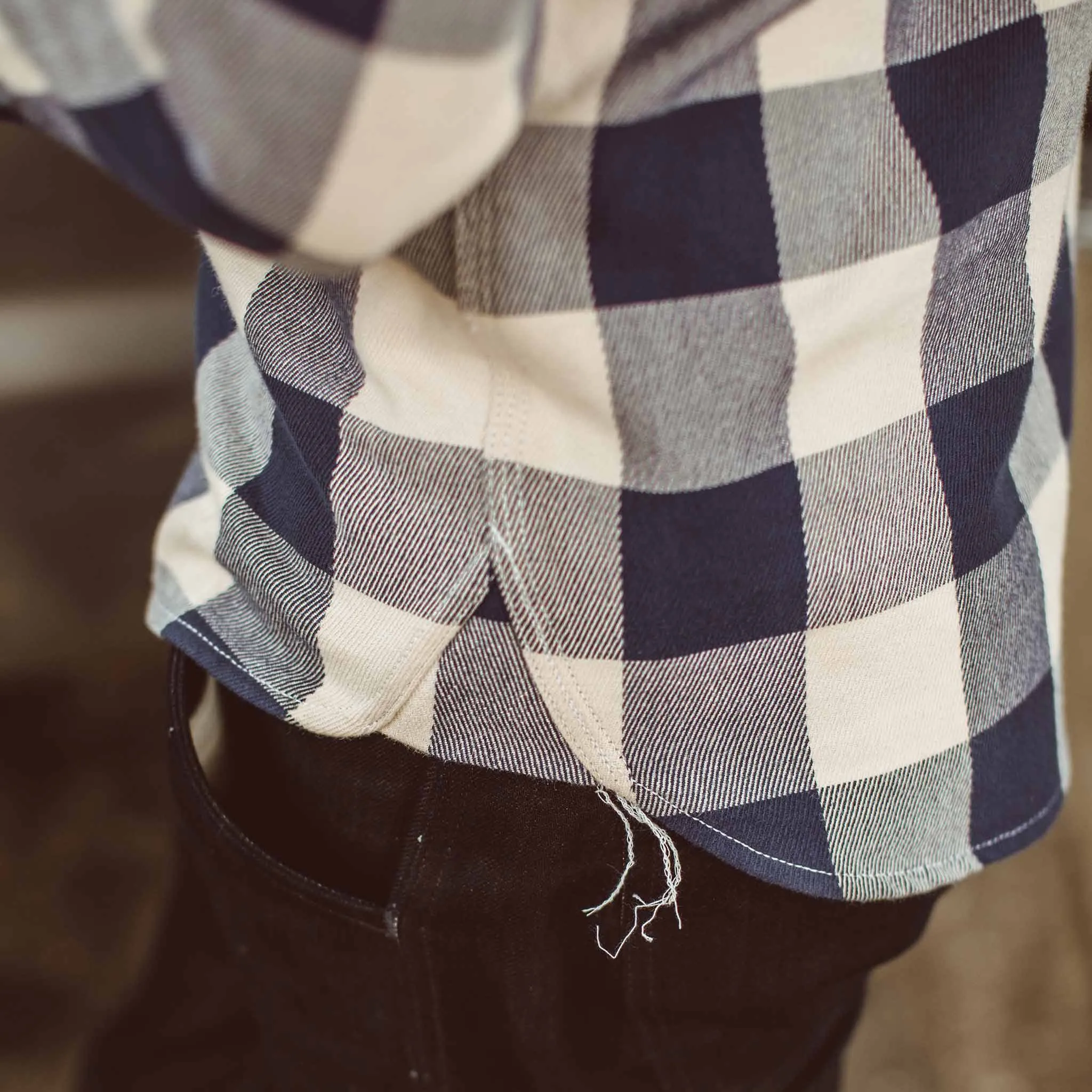 The Moto Utility Shirt in Natural & Navy Buffalo Plaid sold by Taylor Stitch product image thumbnail 4