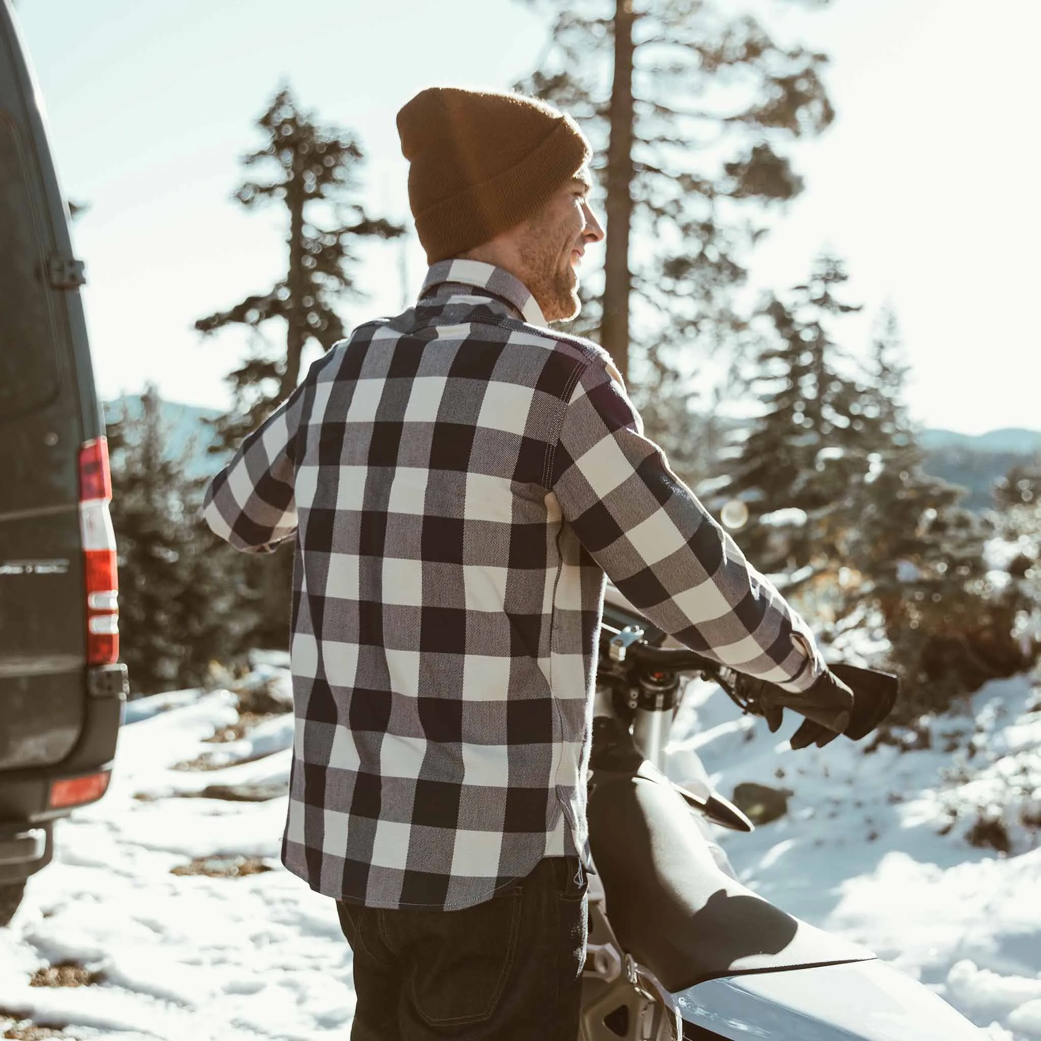 The Moto Utility Shirt in Natural & Navy Buffalo Plaid sold by Taylor Stitch product image thumbnail 5