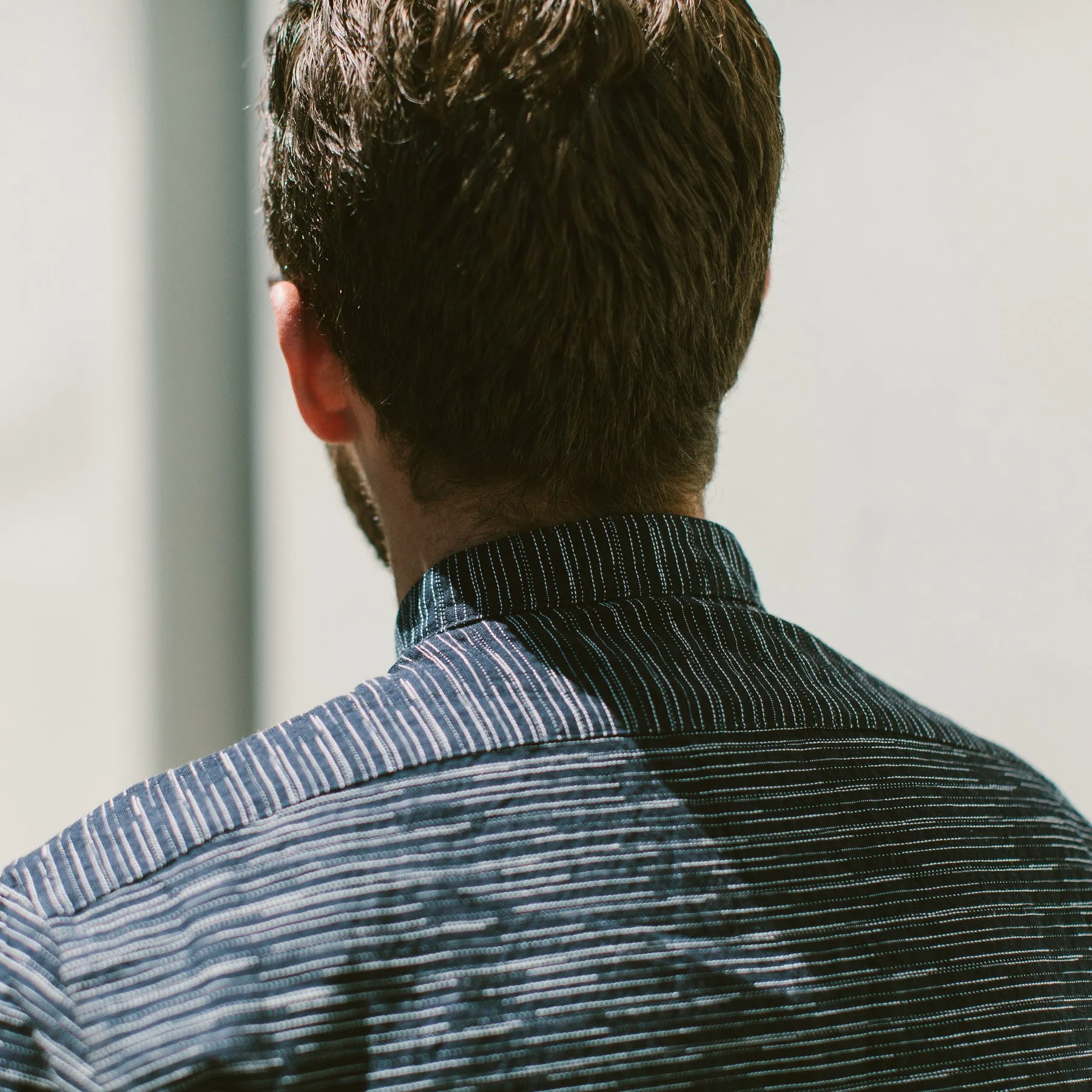 The Short Sleeve Bandit in Navy Slub Stripe sold by Taylor Stitch product image thumbnail 5