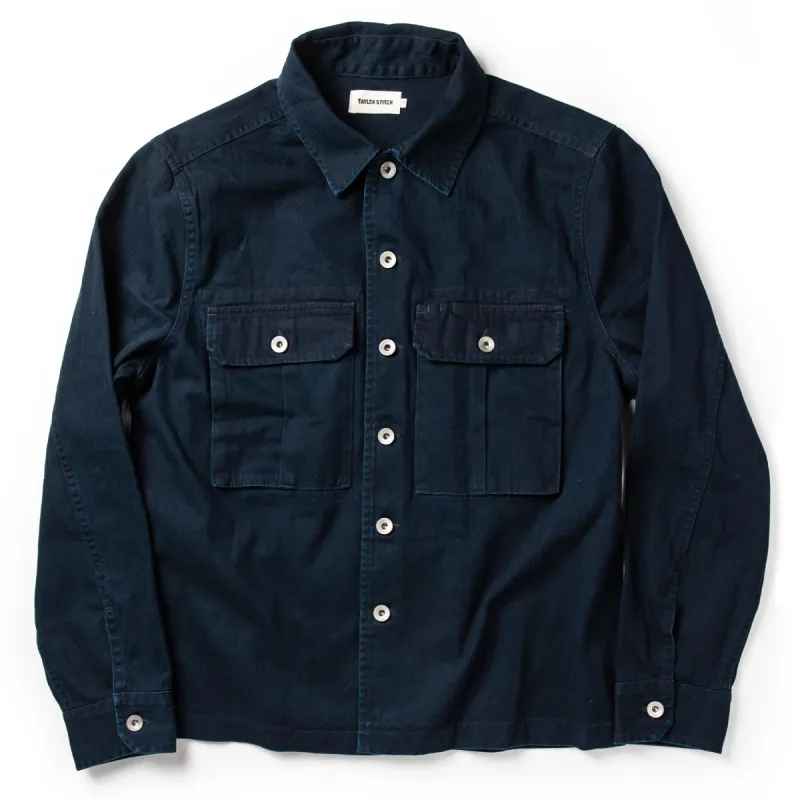The HBT Jacket in Washed Navy sold by Taylor Stitch