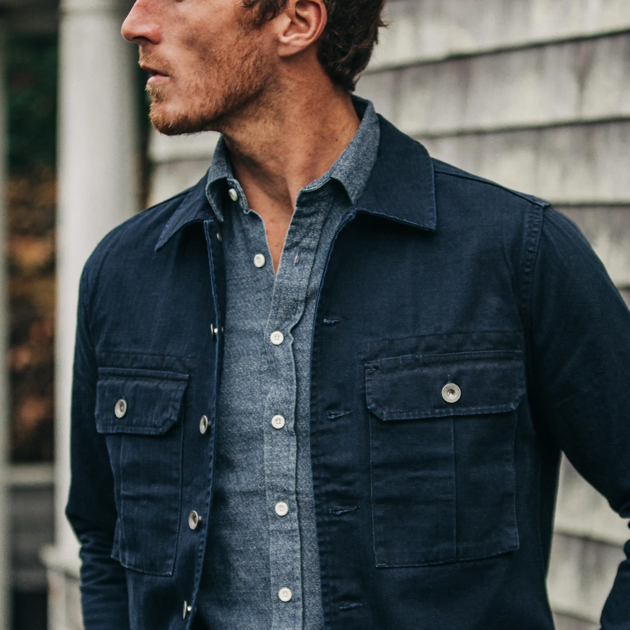 The HBT Jacket in Washed Navy sold by Taylor Stitch product image thumbnail 3