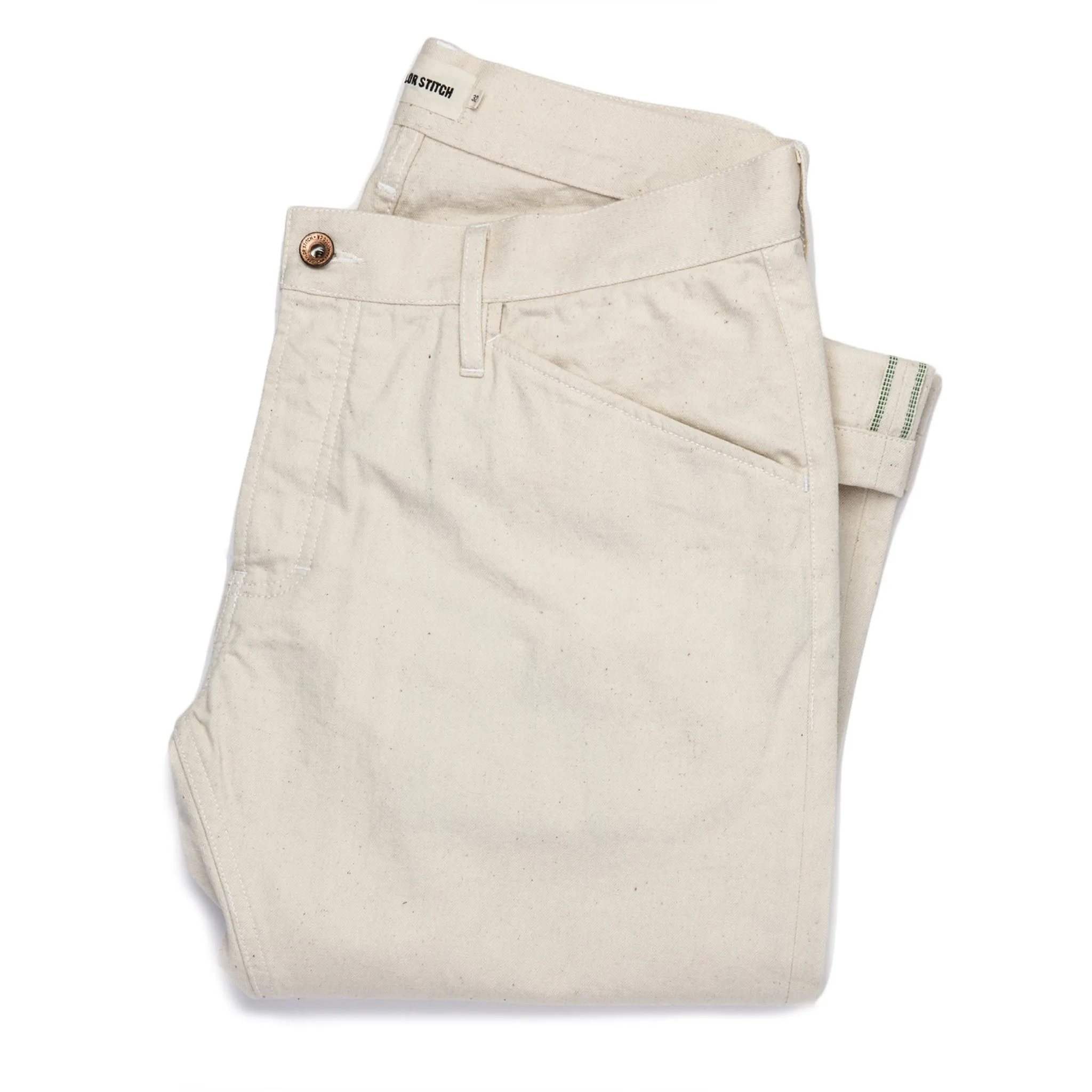 The Camp Pant in Organic Natural Selvage sold by Taylor Stitch