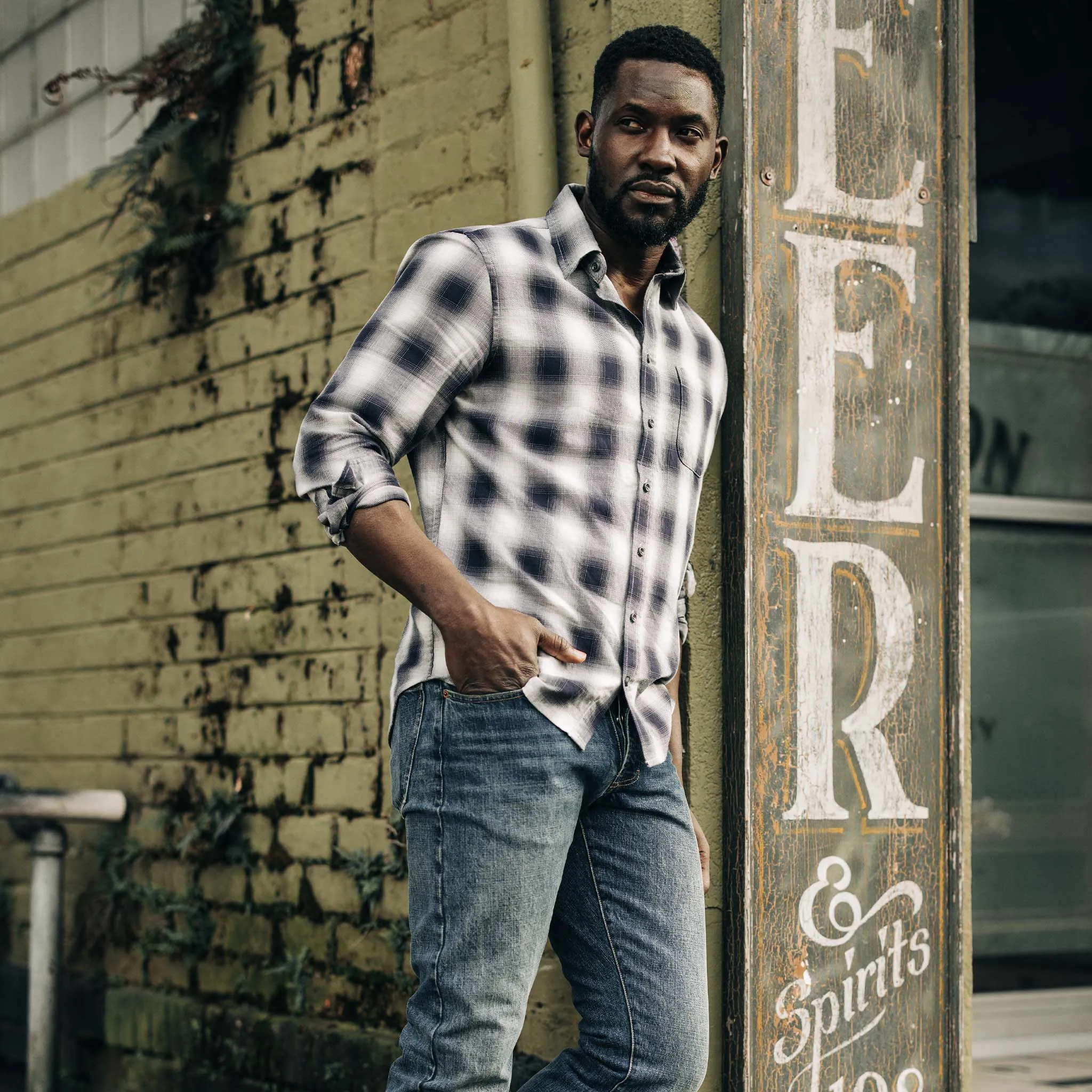 The California in Storm Plaid Ombre Twill sold by Taylor Stitch product image thumbnail 2