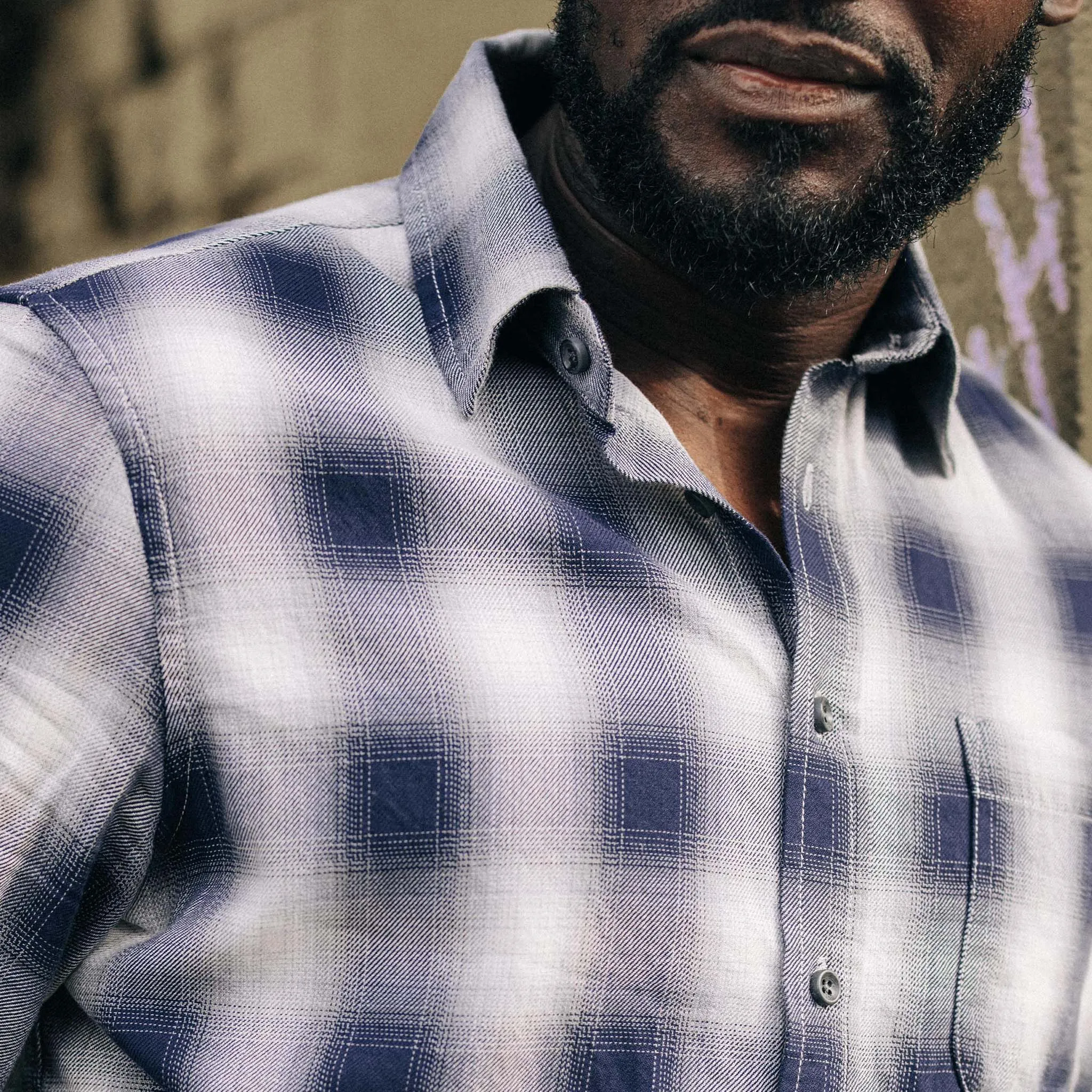 The California in Storm Plaid Ombre Twill sold by Taylor Stitch product image thumbnail 3