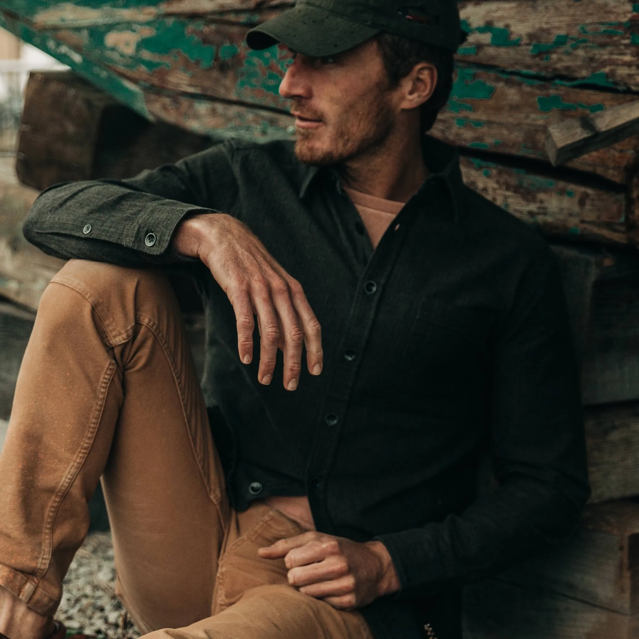 The Mechanic Shirt in Dark Olive Herringbone sold by Taylor Stitch product image thumbnail 3