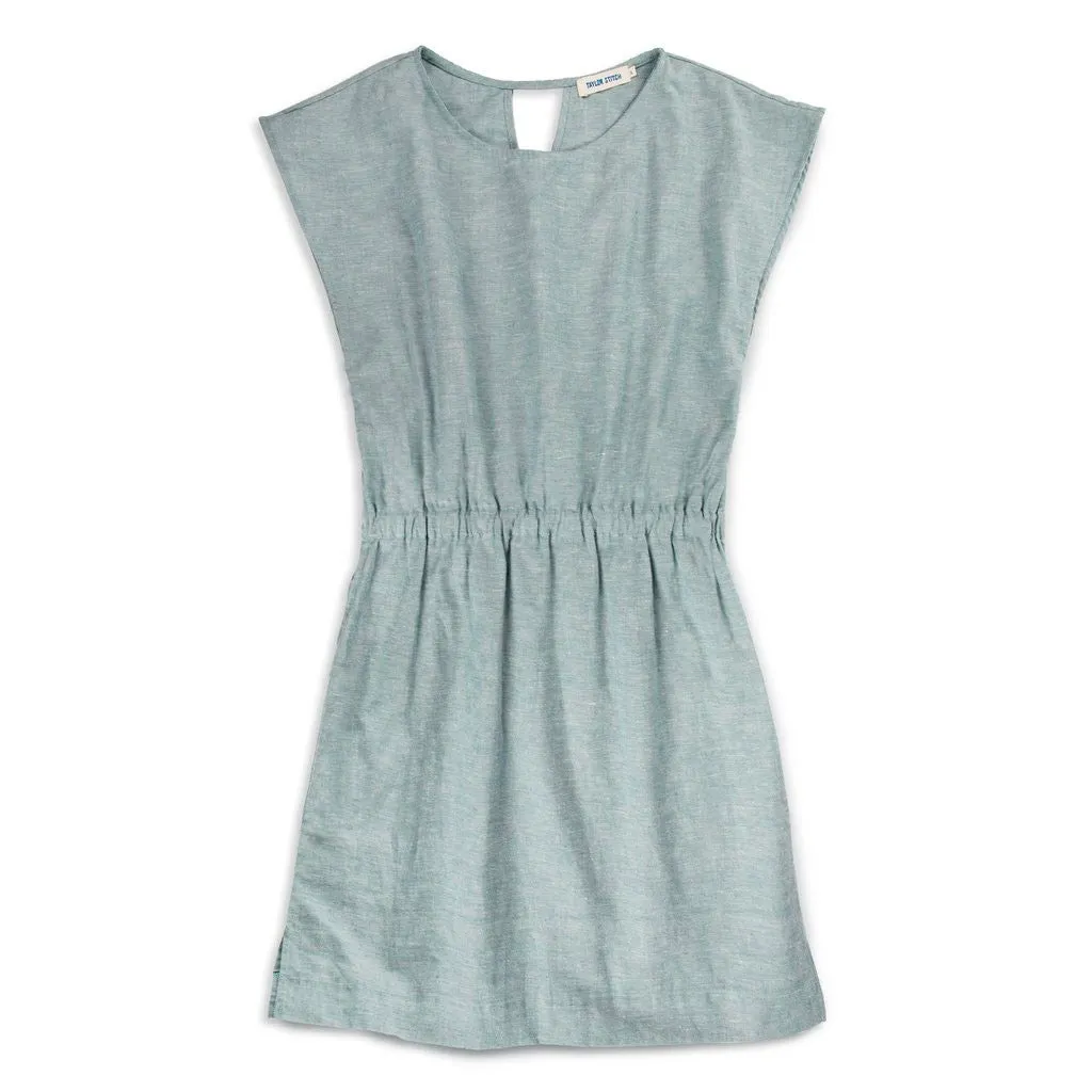 The Mira Dress in Seafoam Cotton Linen sold by Taylor Stitch