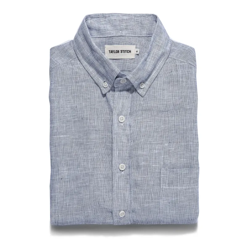 The Jack in Navy Pin Dot Linen sold by Taylor Stitch