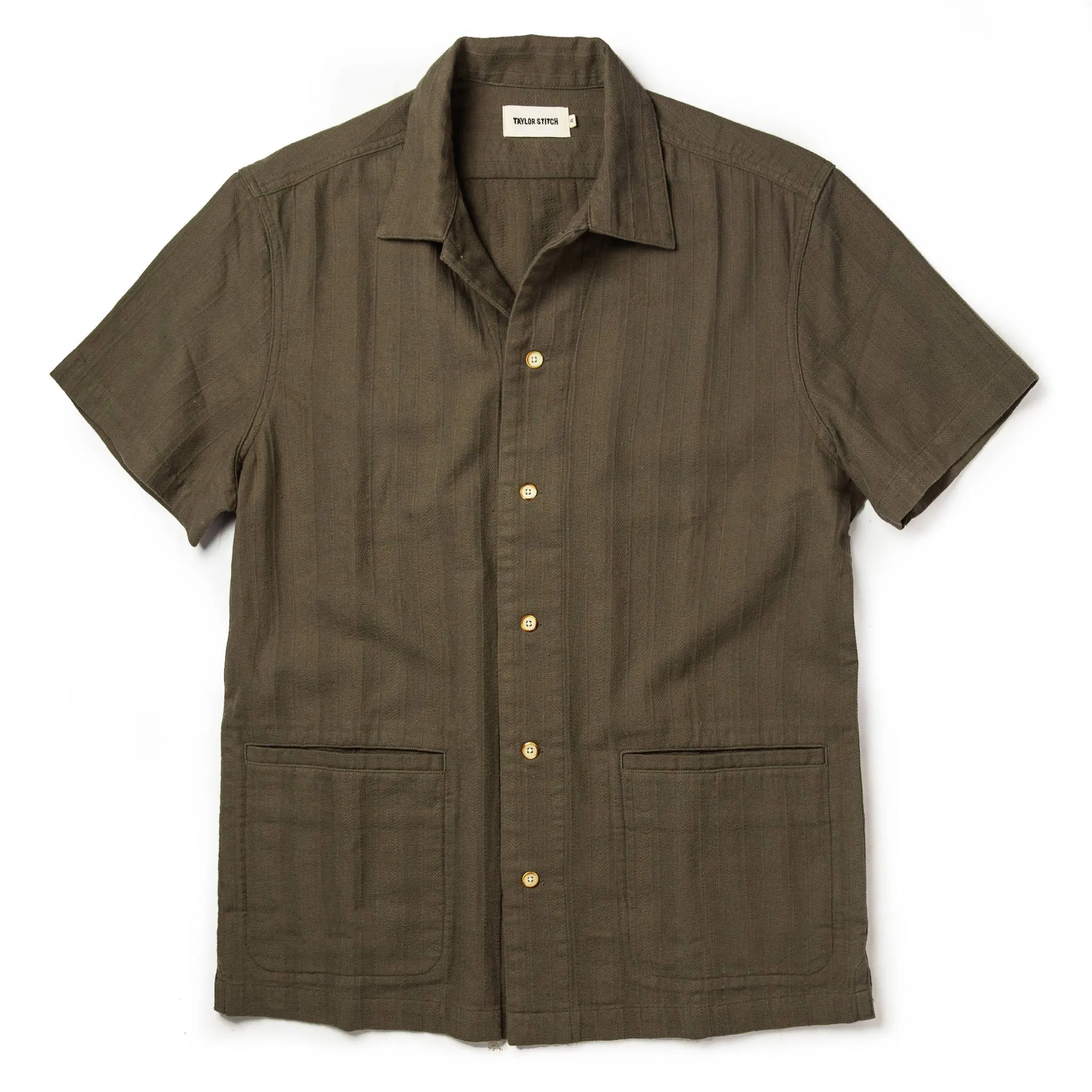 The Havana in Olive Jacquard Stripe sold by Taylor Stitch